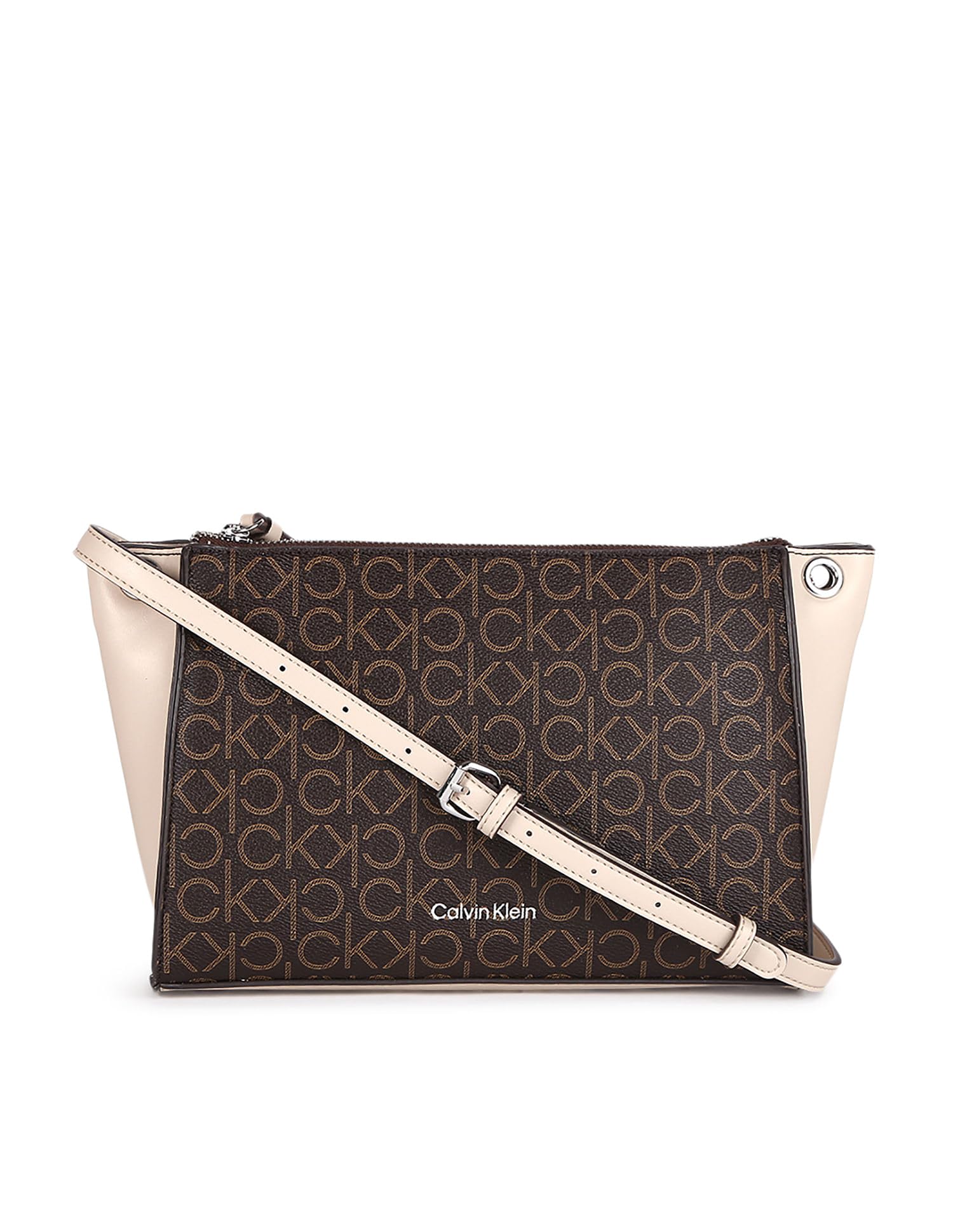 Calvin Klein Reyna Crossbody, Brown/Khaki/Mushroom Logo