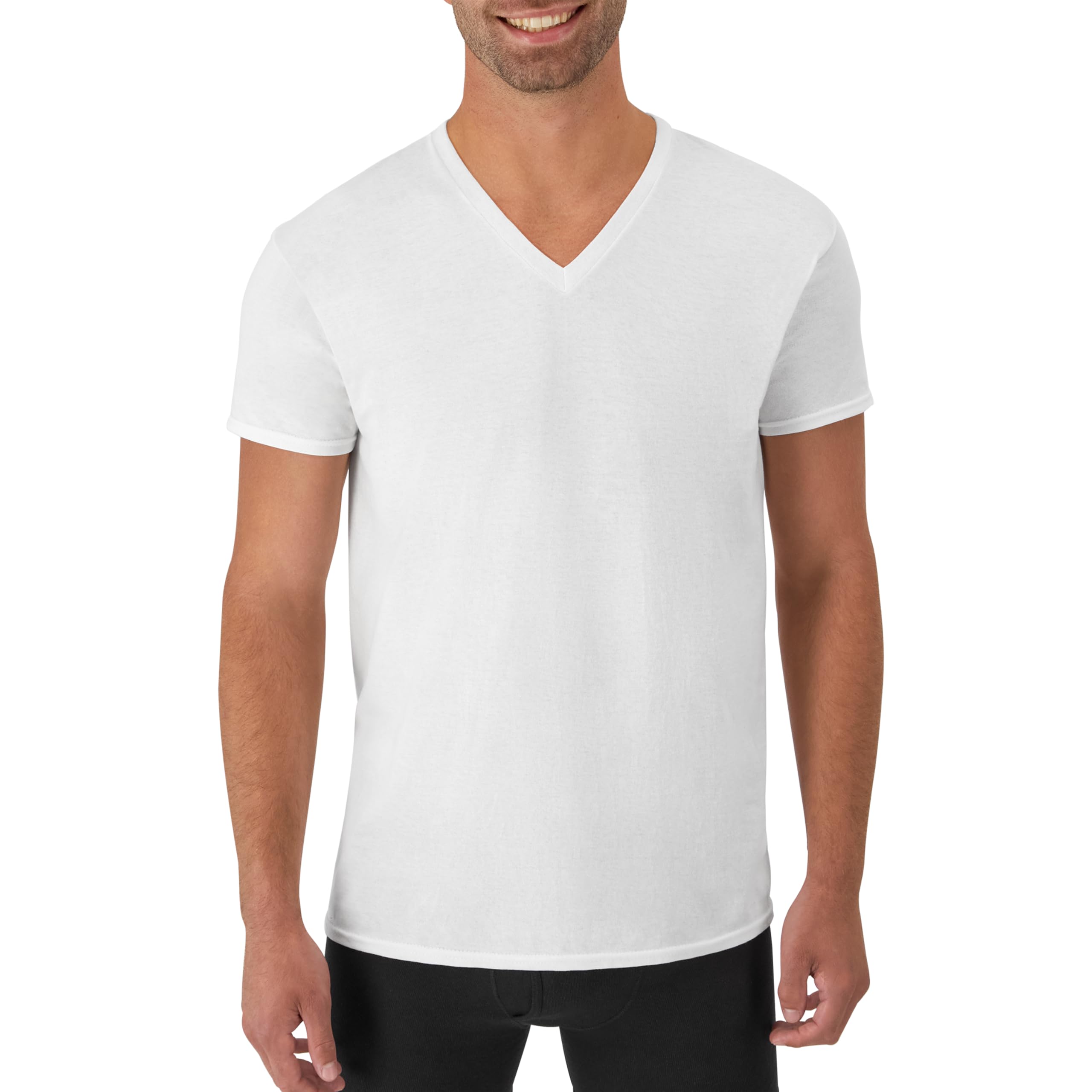 Hanes Mens Cotton, Moisture-wicking V-neck Tee Undershirts, Multiple Packs And Colors, White - 6 Pack, X-Large US