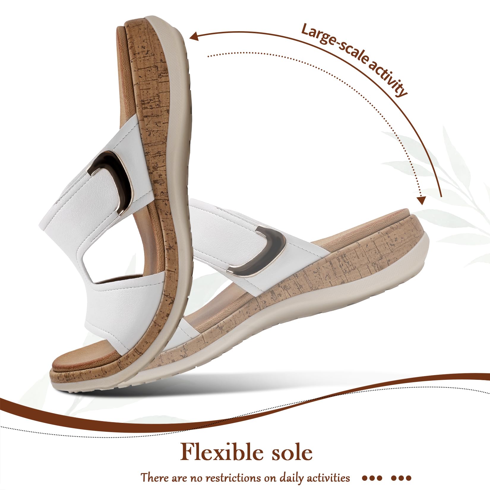 Littleplum Womens Sandals Arch Support Slides – Comfortable Flat Sandals for Women, Summer Breathable Flip-flops Walking Shoes for Beach,Travel White Size 9.5