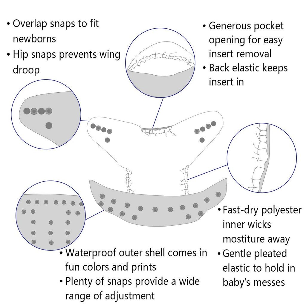ALVABABY Baby Cloth Diaper 6 Pack with 12 Inserts One Size Cloth Diaper Covers Adjustable Washable Reusable for Baby Girls and Boys