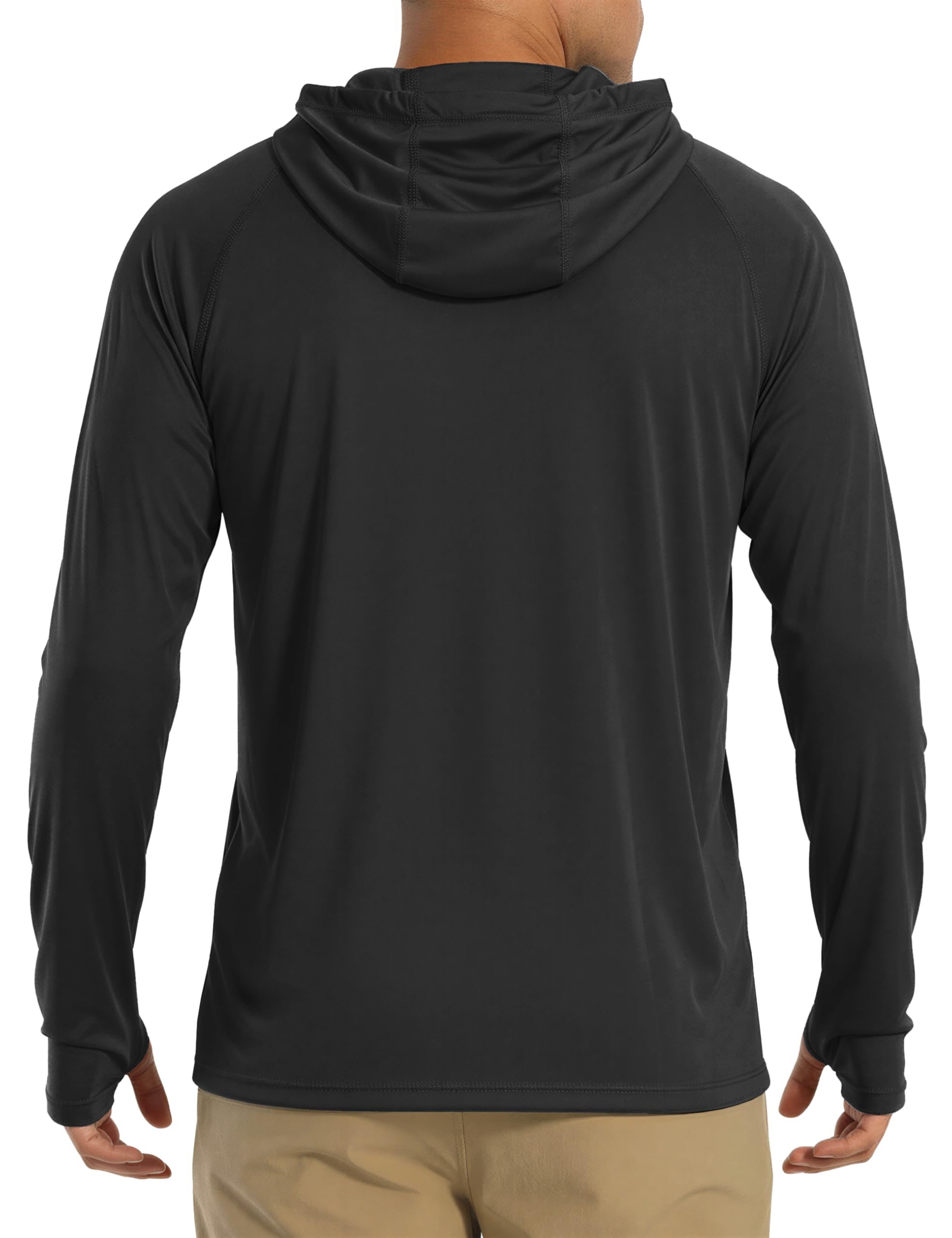 Fishing Shirts for Men UPF 50+ Performance Hoodie Shirts Long Sleeve Sun Protection Moisture Wicking Dry Fit Shirts Active T-Shirt Black