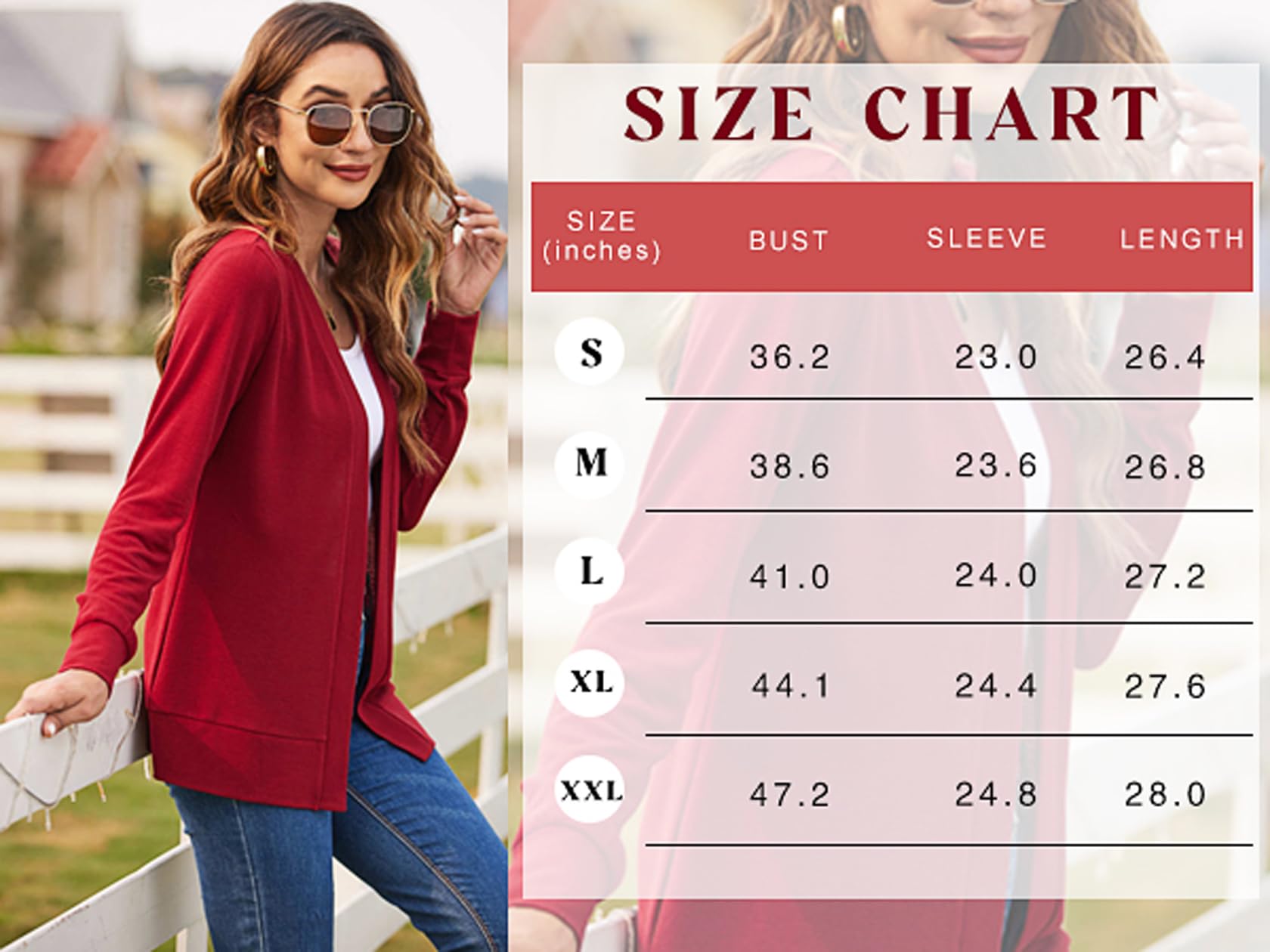Womens Open Front Sweaters Casual Long Sleeve Fall Lightweight Cardigans (Large, White)