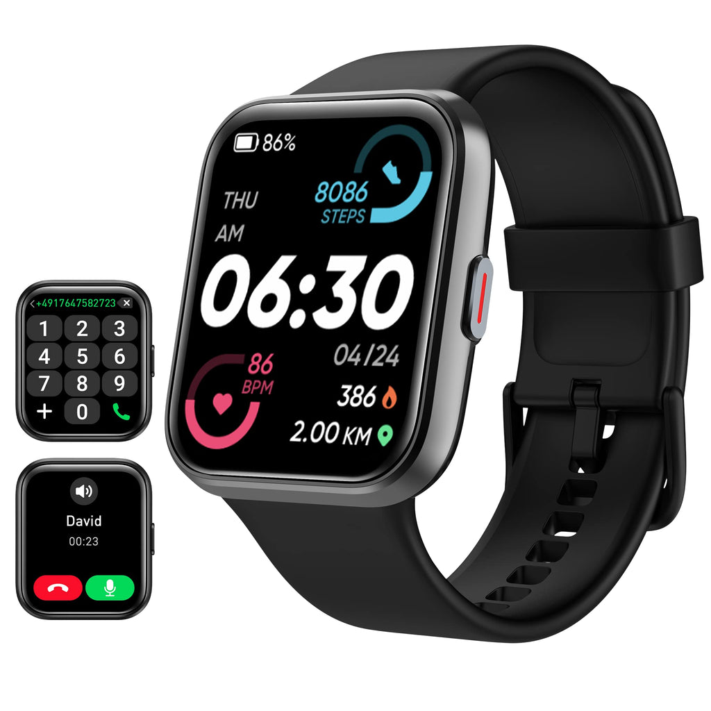 Tensky Smart Watch for Men/Women Android & iPhone, Alexa Built-in, 1.8" Touch Screen Fitness Tracker with Answer/Make Calls, 3ATM Waterproof Heart Rate/Sleep/SpO2 Monitor, Pedometer, 100+ Sport Modes