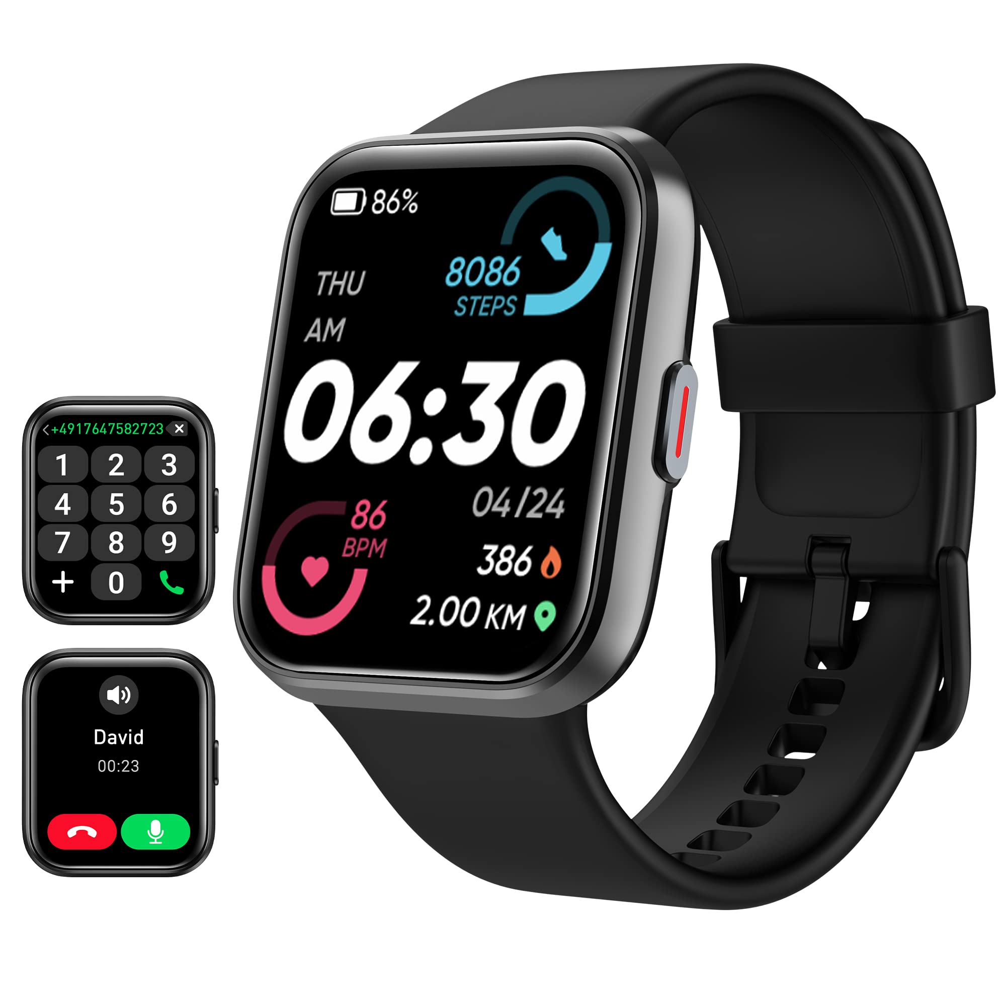Tensky Smart Watch for Men/Women Android & iPhone, Alexa Built-in, 1.8" Touch Screen Fitness Tracker with Answer/Make Calls, 3ATM Waterproof Heart Rate/Sleep/SpO2 Monitor, Pedometer, 100+ Sport Modes
