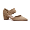 SONALOONG Block Heels for Women Comfortable Strap Closed Pointed Toe Heel Women's Low Chunky Pumps Beige