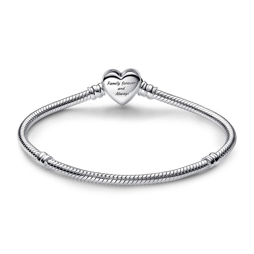 PANDORA Moments Sparkling Infinity Heart Clasp Snake Chain Bracelet - Compatible with PANDORA Moments Charms - CZ & Sterling Silver Charm Bracelet - No Gift Box - 7.5"