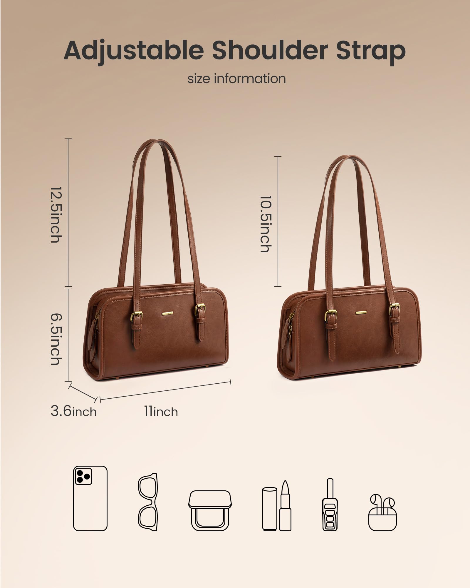 LOVEVOOK Swing Zip Shoulder Bag, Small Purses for Women Trendy Handbags, Mini Vintage Hobo Clutch Leather Tote