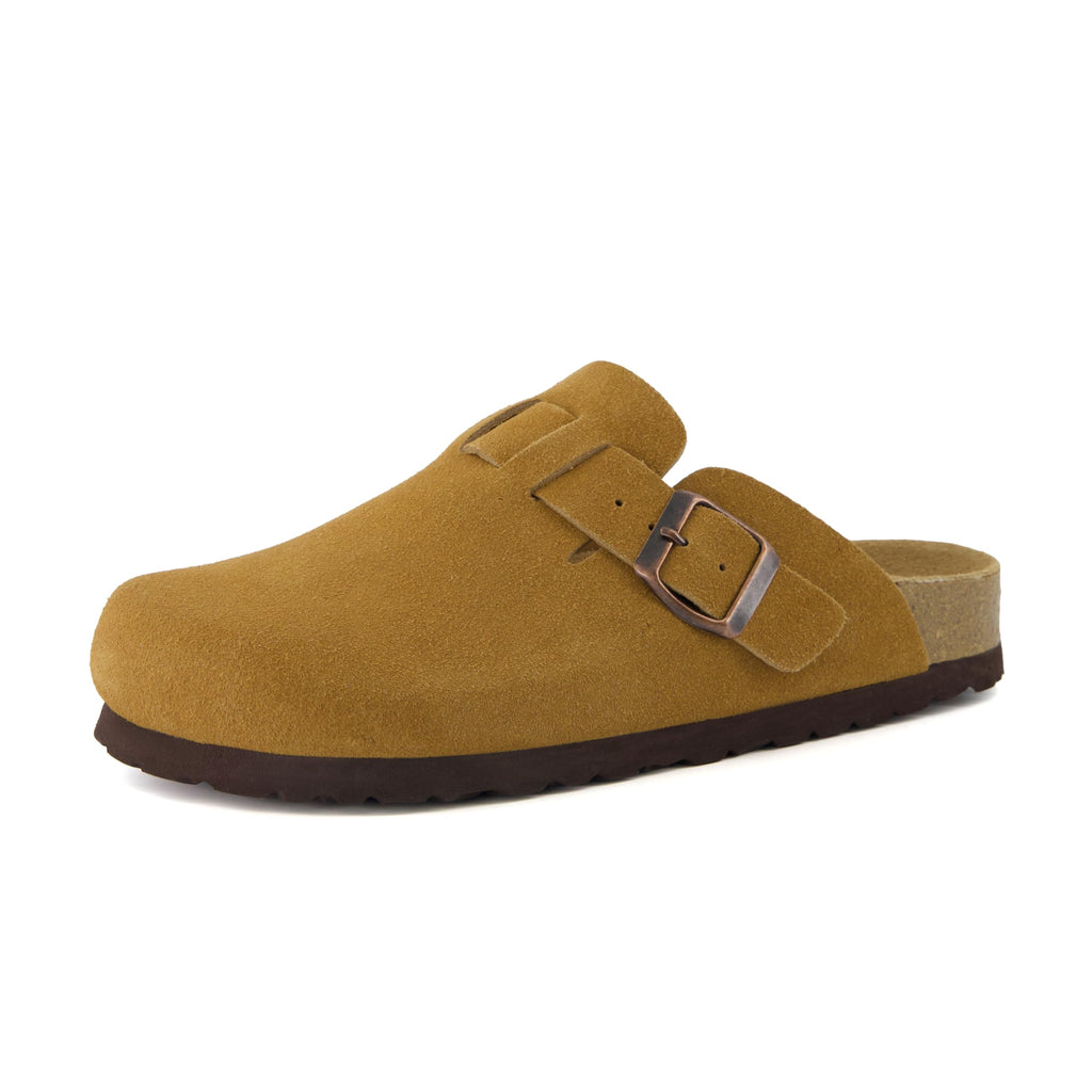 CUSHIONAIRE Hana - Genuine Leather Suede Classic Clog Womens Shoes - Slip On Mule Comfortable Shoes for Women, CAMEL 11