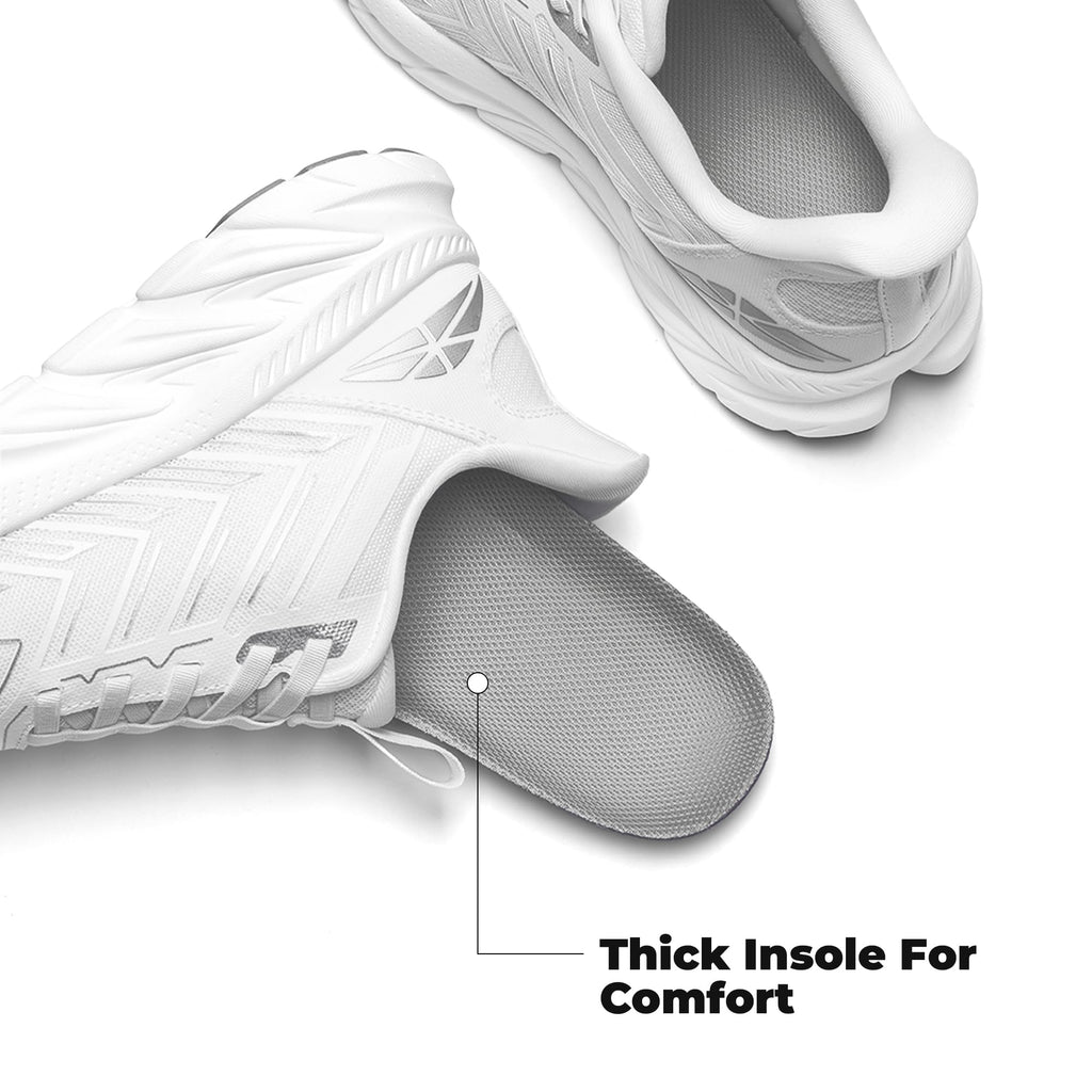 ALLSWIFIT Women's Slip On Walking Shoes Running Comfortable Tennis Breathable Non Slip Athletic Gym Workout Cross Training Fashion Sneakers,Size 8,White,SARR034W