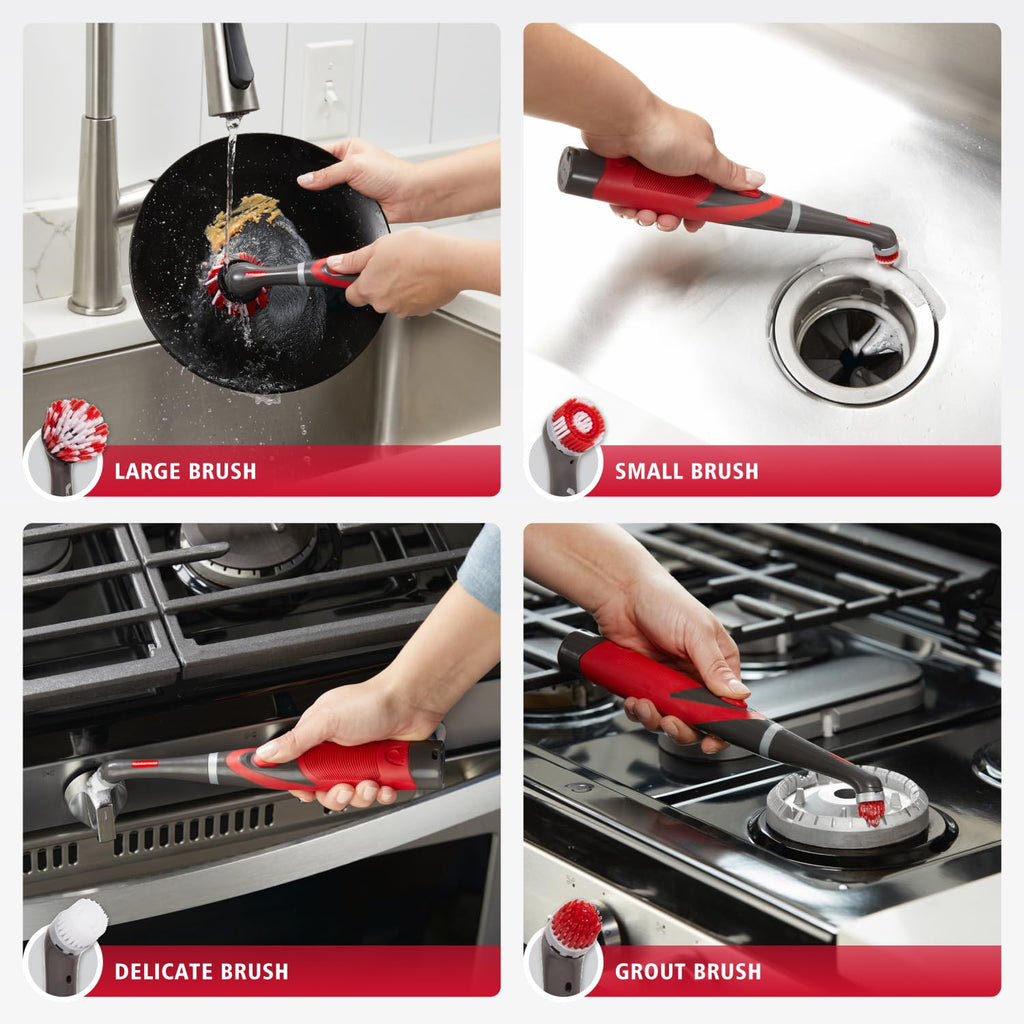 Rubbermaid Reveal Power Scrubber 18-Piece Kit, Cordless Electric Battery Powered Scrub Brush, Water Resistant, for Home/Kitchen/Bathroom/Grout/Tile/Shower/Tub