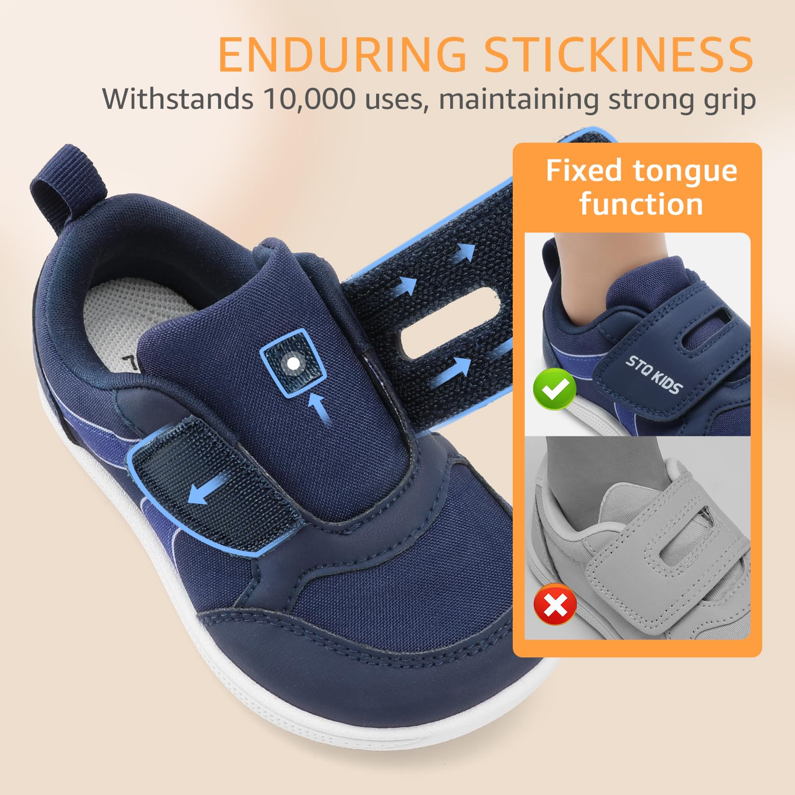 Toddler Wide Toe Box Shoes Boys Barefoot Shoe Boy Sneakers Kids Tennis Shoes Preschool Non Slip Lightweight Comfortable First Walking Running Outdoor Activities Navy White Infant Size 4