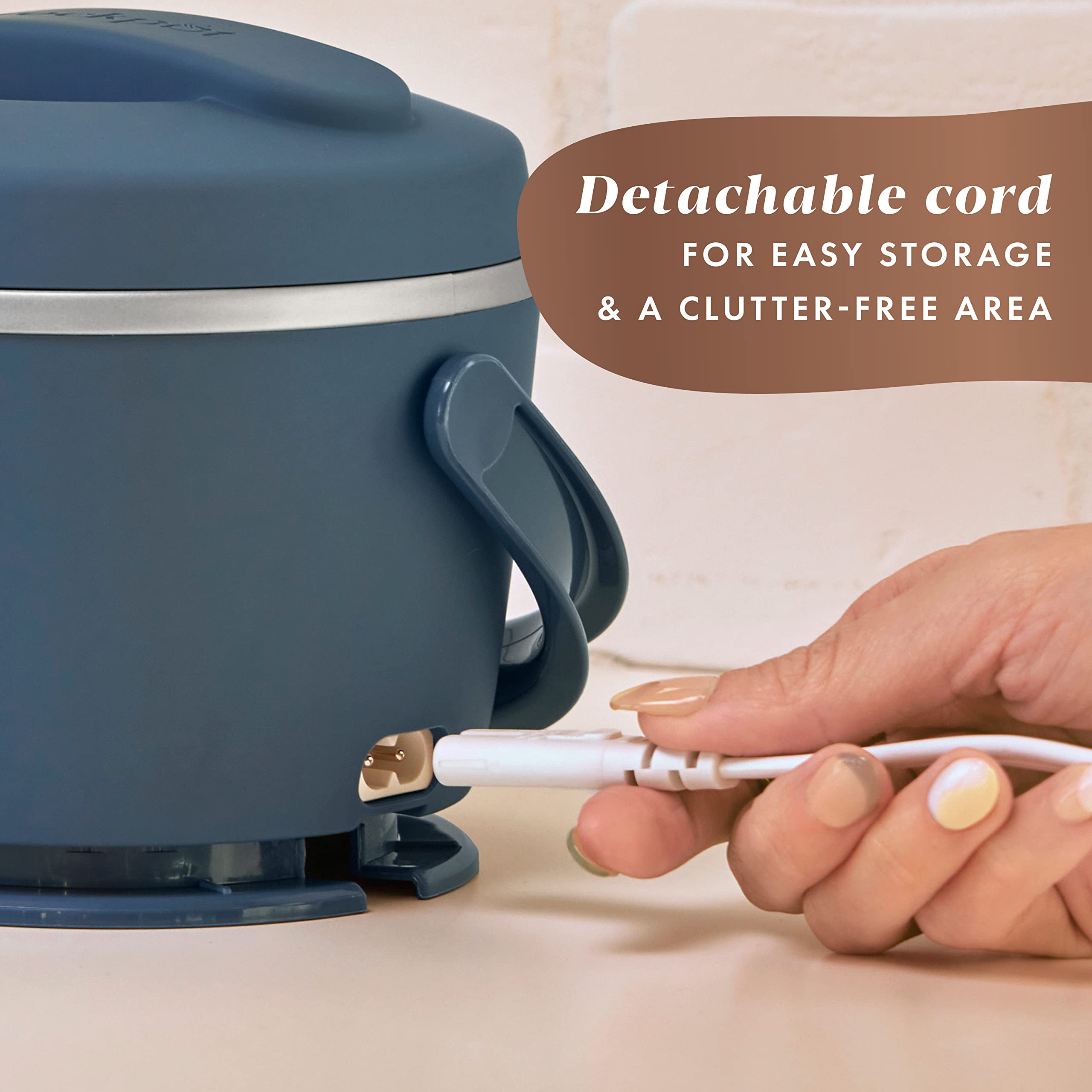 Crock-Pot 20oz Portable Electric Food Warmer, Personal Lunch Box Keeps Food Spill-Free & Warm, Ideal for Travel, Work, School, Car, On-the-Go, Dishwasher-Safe, Giftable, Faded Blue