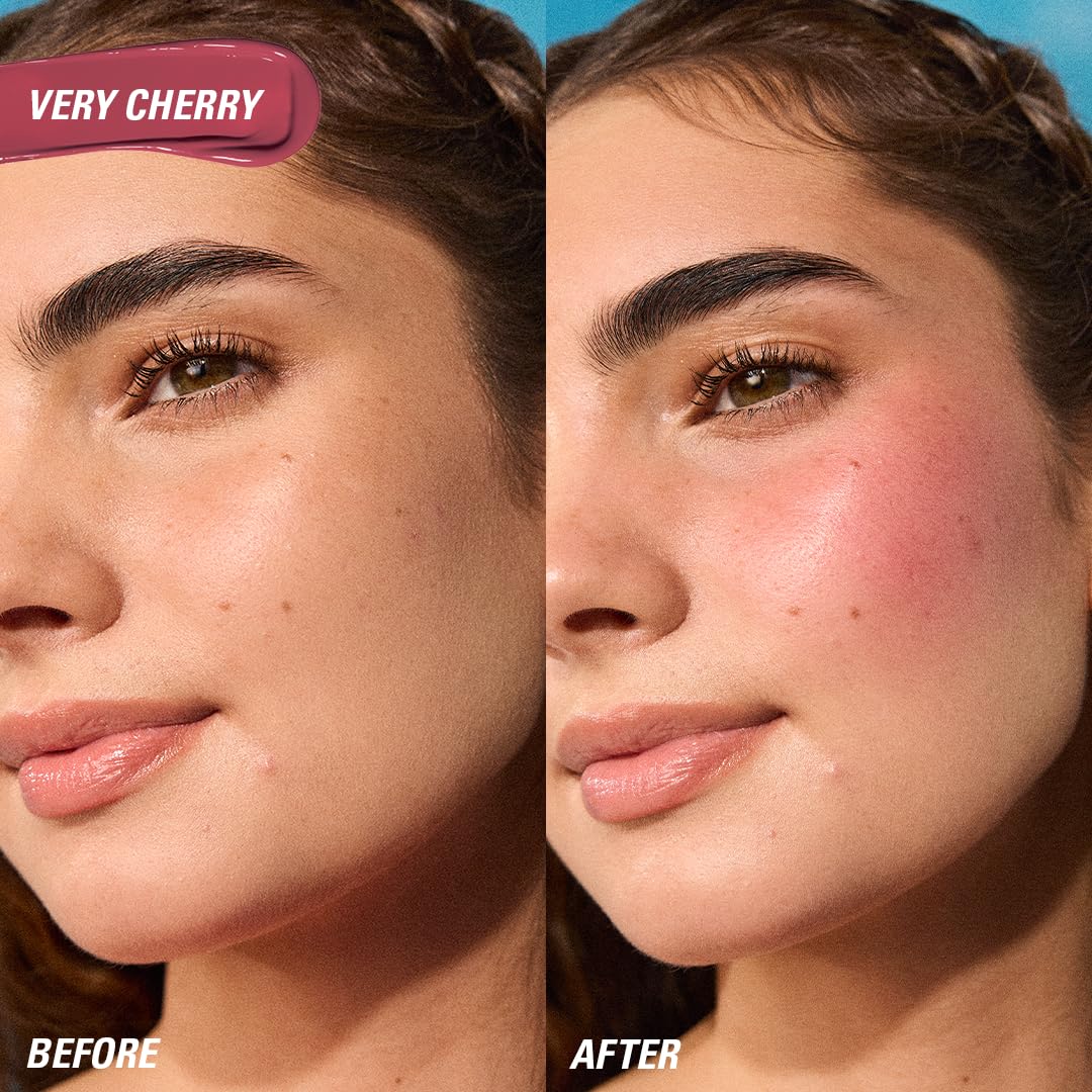 Revolution Beauty London, Superdewy Liquid Blush Burst, Buildable Color for Cheek, Serum Formula with Peptides & Hyaluronic Acid, Vegan & Cruelty-Free, Very Cherry Berry, 0.14 oz