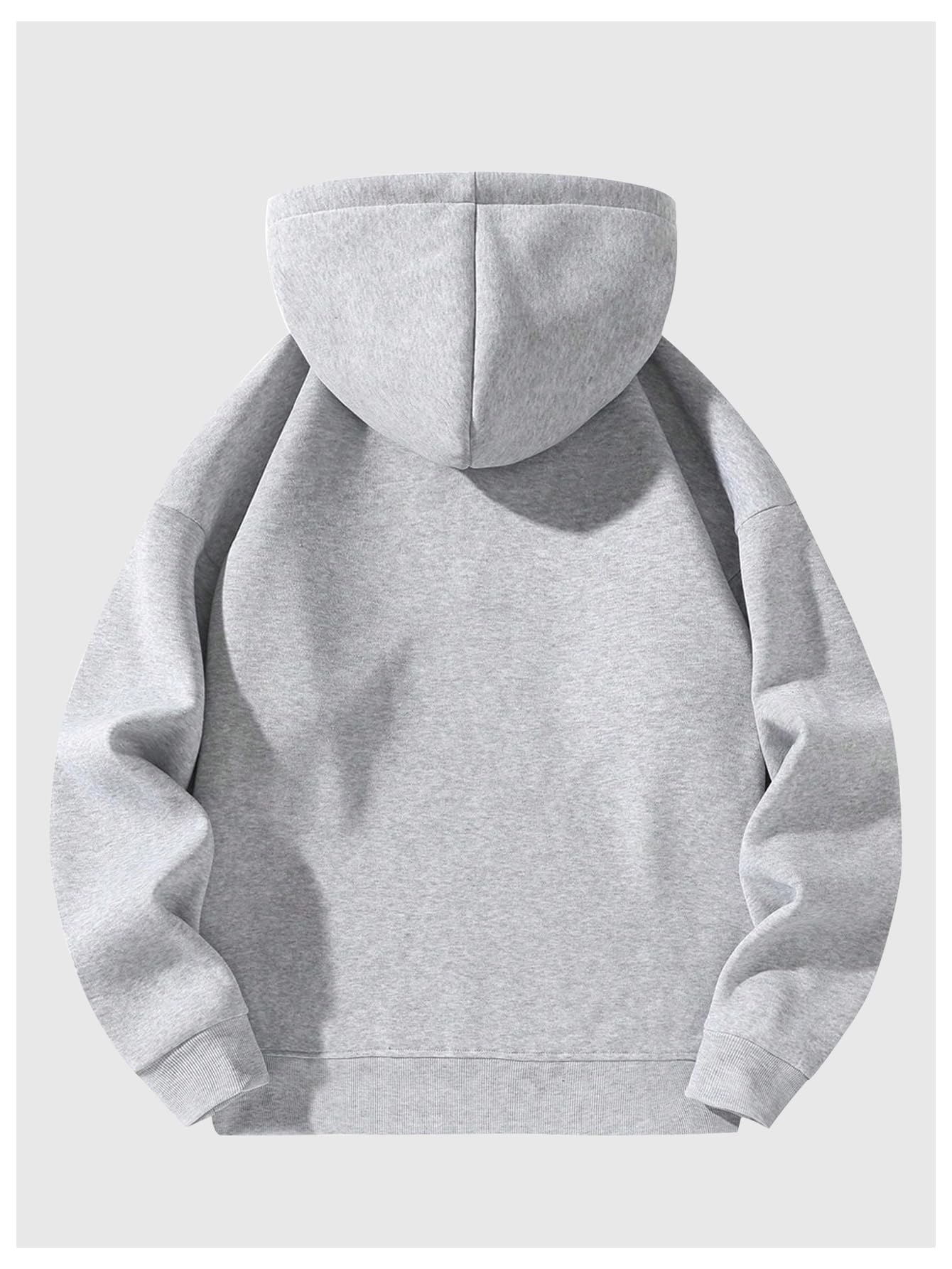 Verdusa Men's Quarter Zip Pullover Hoodies Long Sleeve Drop Shoulder Sweatshirt Casual Pullover 2026 Light Grey Medium