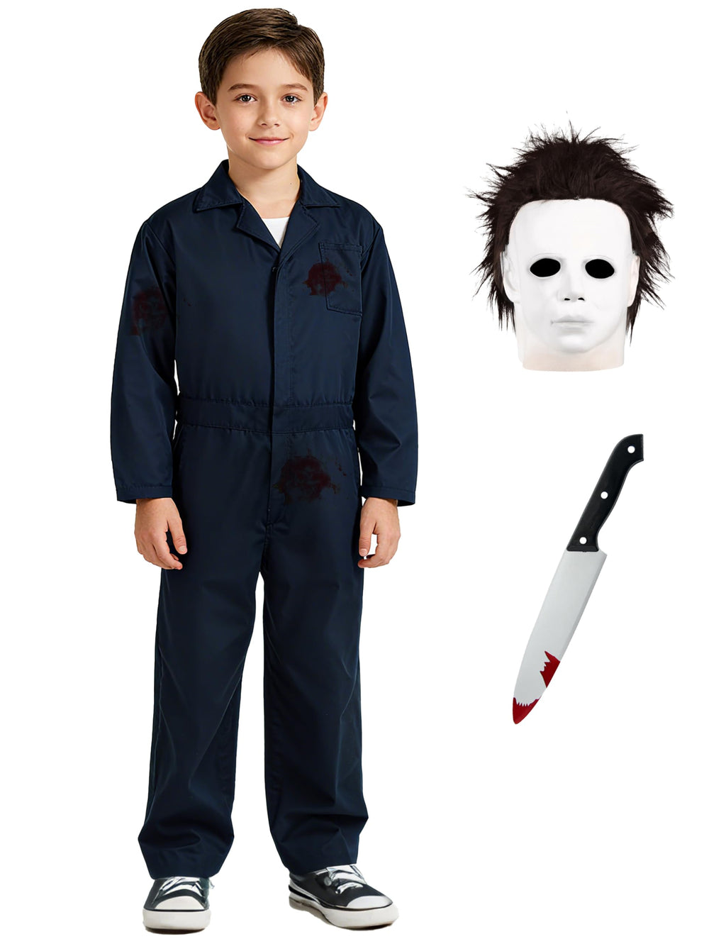 CICOCI Adule Navy Blue Coverall With Mask Accessories Horror Movie Charator Cosplay Halloween Costume For Men Full Set