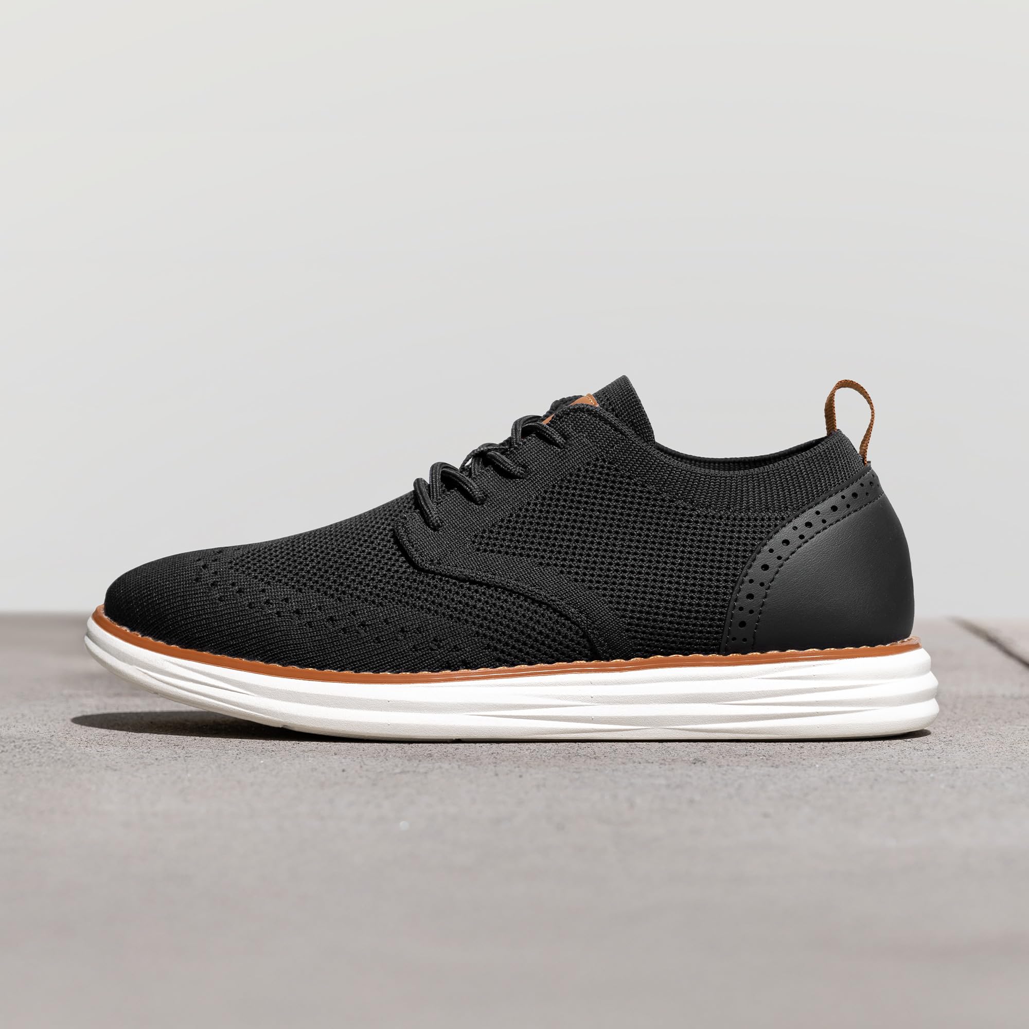 Bruno Marc Men's KnitFlex Craft Mesh Oxfords Sneakers Casual Dress Lace-Up Lightweight Walking Shoes,Size 13,6-Black,SBOX2406M