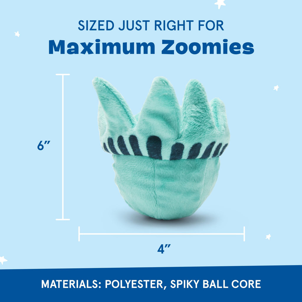 Barkbox Lady Liberty Ball Plush Dog Toy – 2-in-1 Squeaky and Crinkle Dog Toy with Plush Exterior and Textured Ball Core – Large Dog