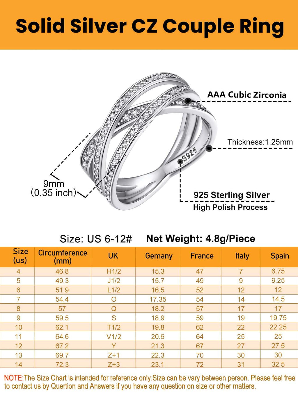 Bestyle 925 Sterling Silver Criss Cross Ring Casual Finger Diamond Ring for Women | Thin Band for Stacking | Simulated Diamond Eternity Wedding Band | Size 8