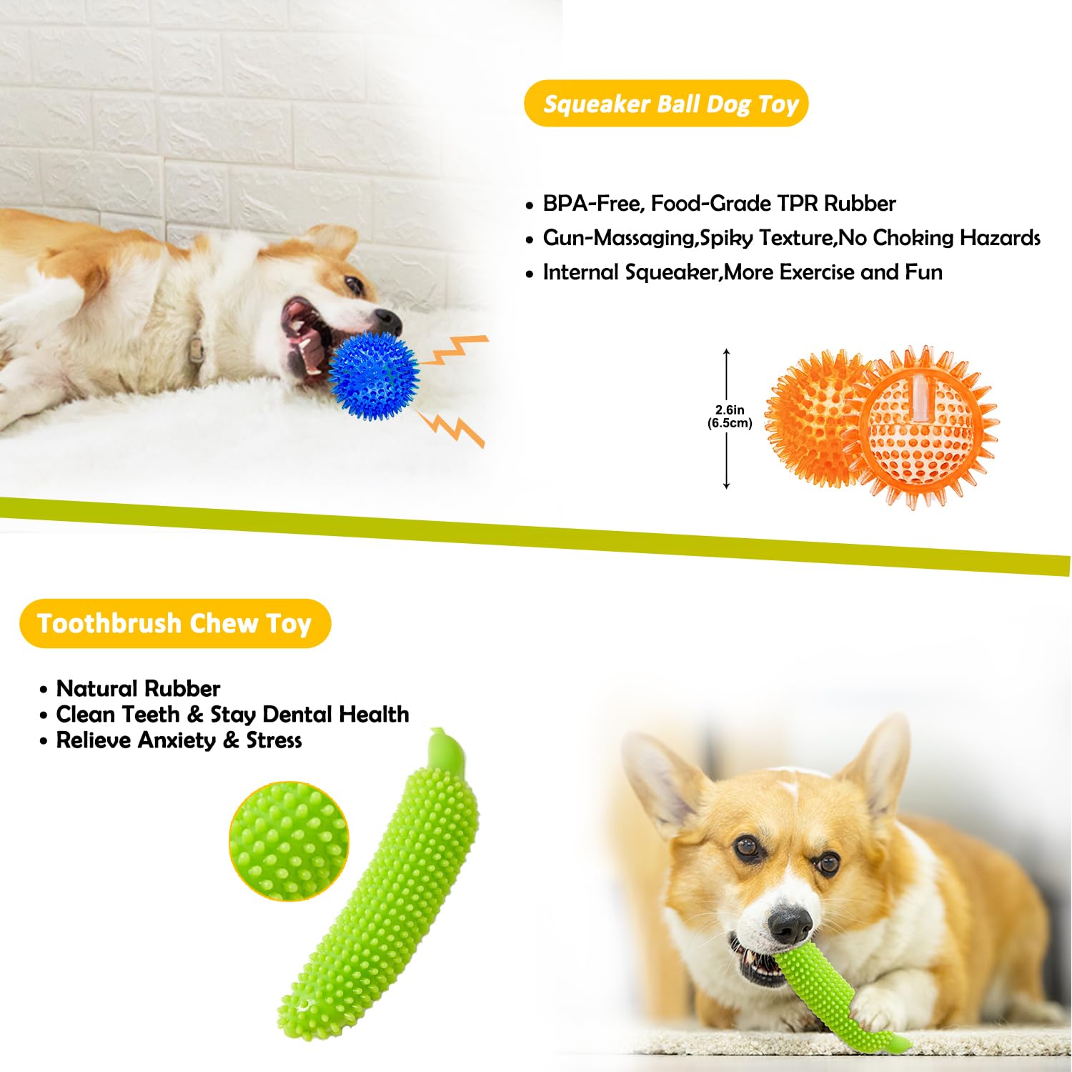 Aipper Dog Toys 25 Pack for Fun and Teeth Cleaning, Puppy Chew Toys Pack with Squeak Plush Toy,Squeaky Toy Balls,Tug of War and Rope Toys for Puppy to Small Dogs