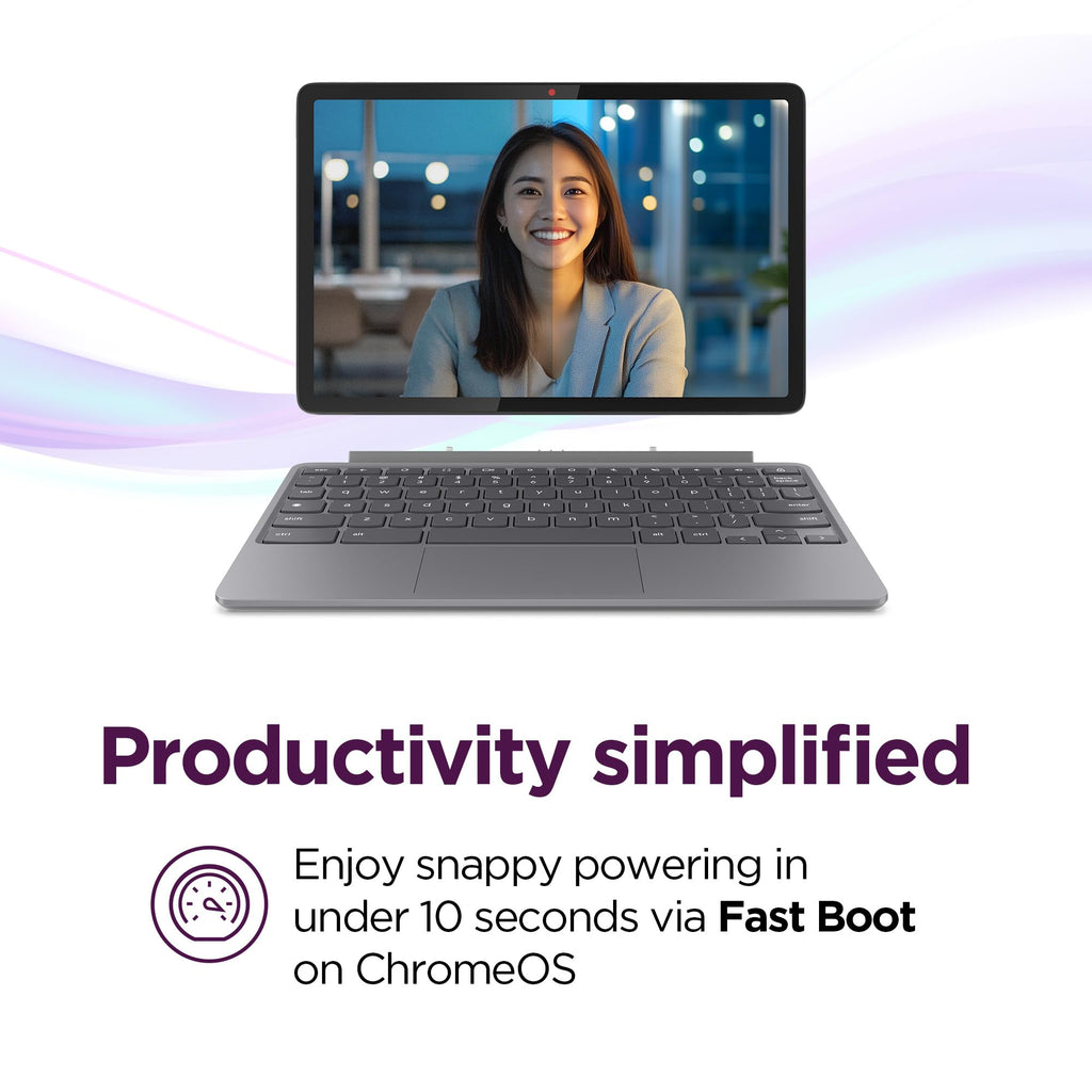 Lenovo Chromebook Duet - 2025 - Convertible Laptop - ChromeOS - 10.95" WUXGA IPS Touch Display - 4GB Memory - 64GB Storage - MediaTek Kompanio 838 - Luna Grey