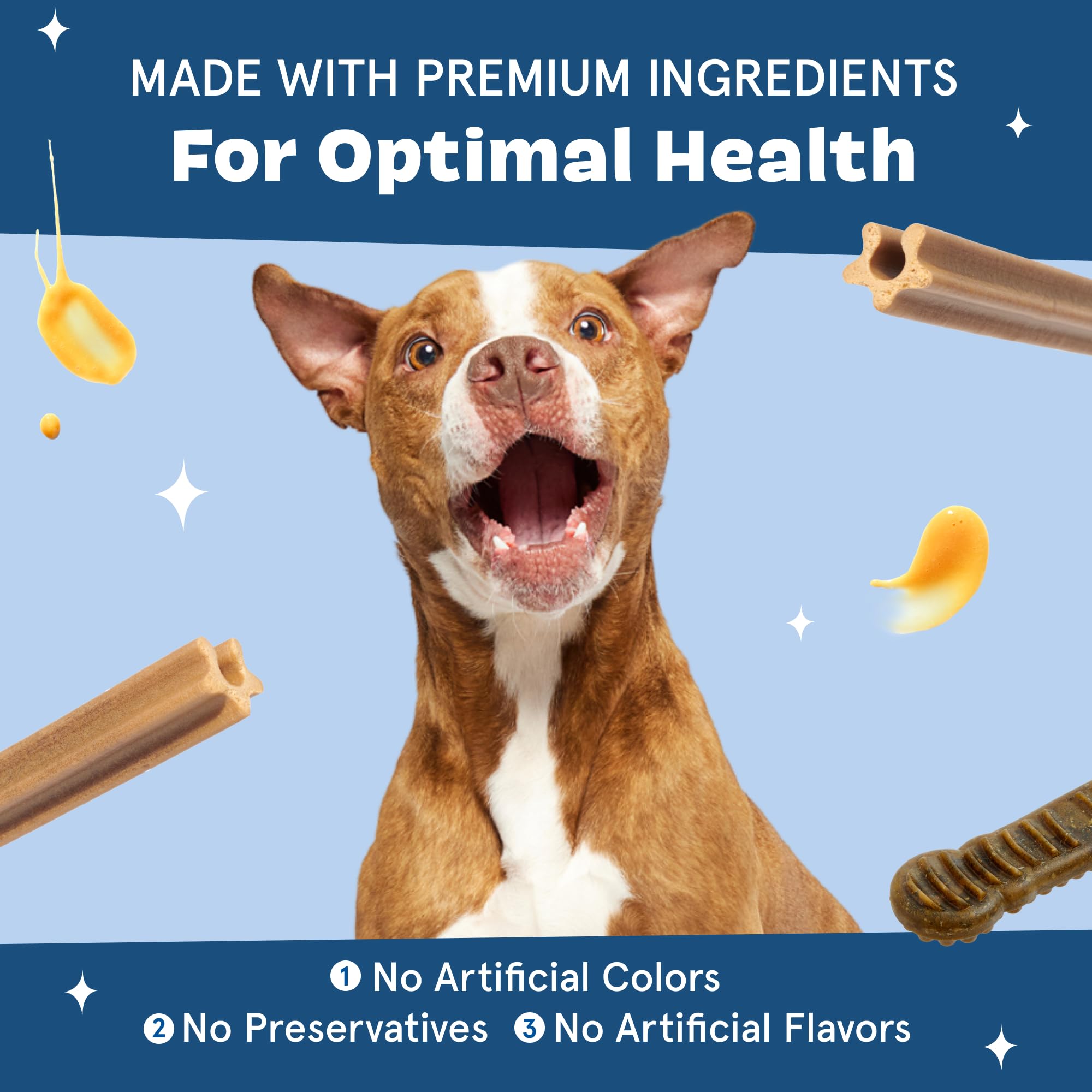 Barkbox Bright Durable Dental Chew Sticks for Dogs - Made for Tough Chewers, Small Breeds (15 Chews)