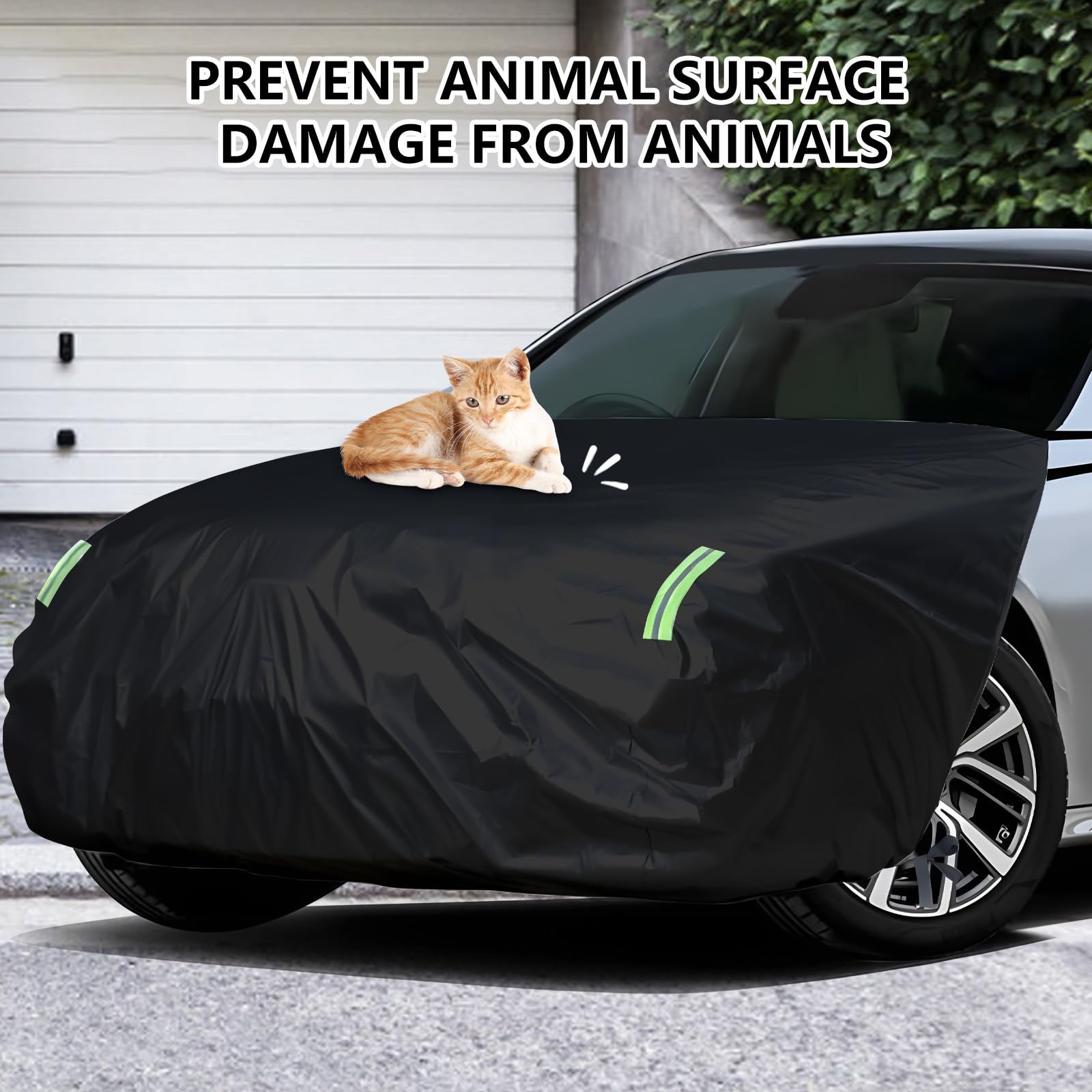 Federedevo Universal Car Engine Cover for SUV/Jeep (L:138-181in x 63-71in), Car Hood Cover with Reflective Straps, Elastic Band & Hook