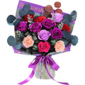 Lovenfold Flowers for Delivery Birthday Flowers Gift for Her,Preserved Flowers Bouquet 12 Roses Mixed Bouquet,Rose Gifts for Women Mom Grandma(Mixed 12 Purple-B Roses)