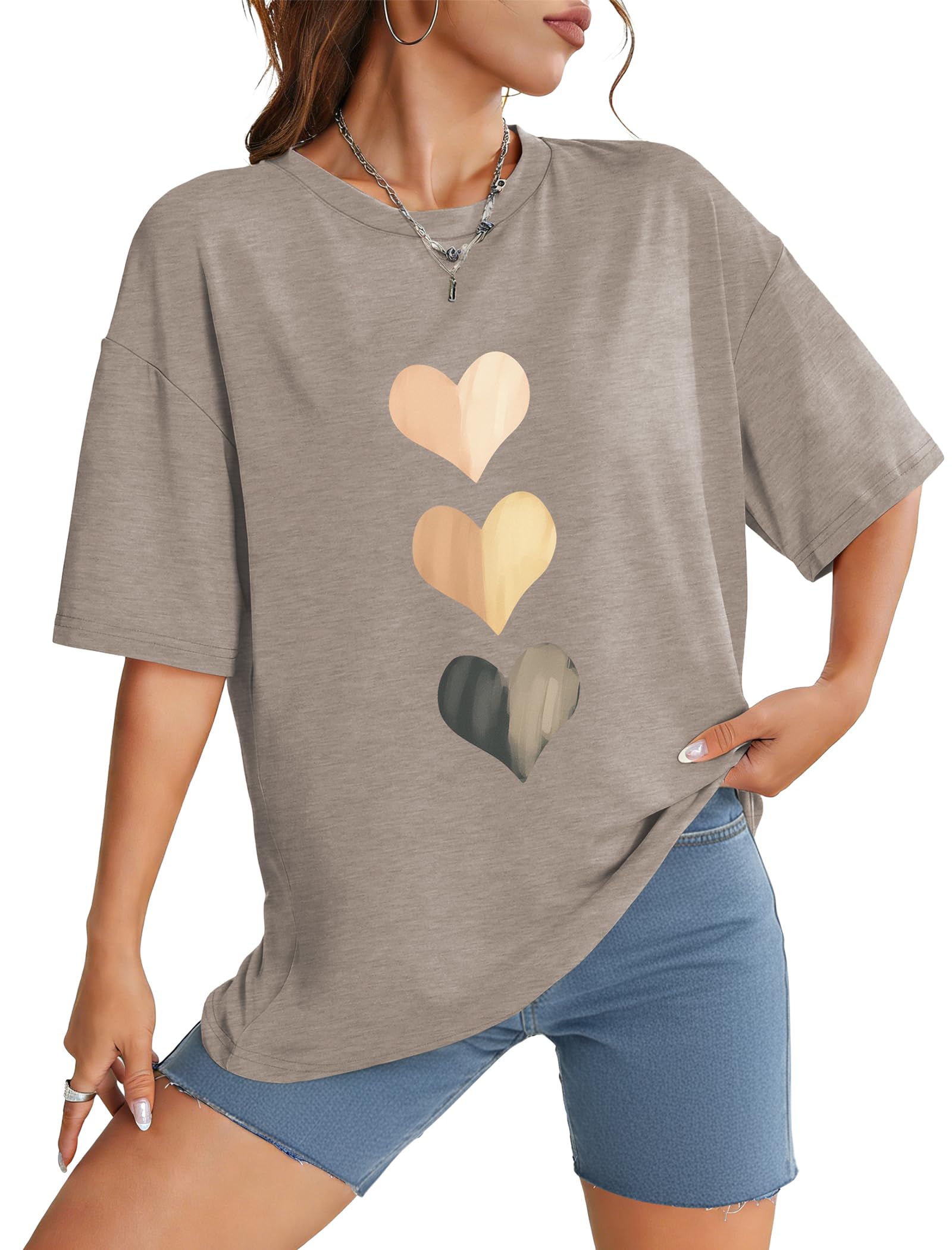 WIHOLL Womens Spring Summer Tops Casual Shirts Graphic Tees Beach Vacation Clothes Oversized Short Sleeve Tshirts Gym Clothes Plus Size Workout Airport Travel Outfits Fashion Clothing XL