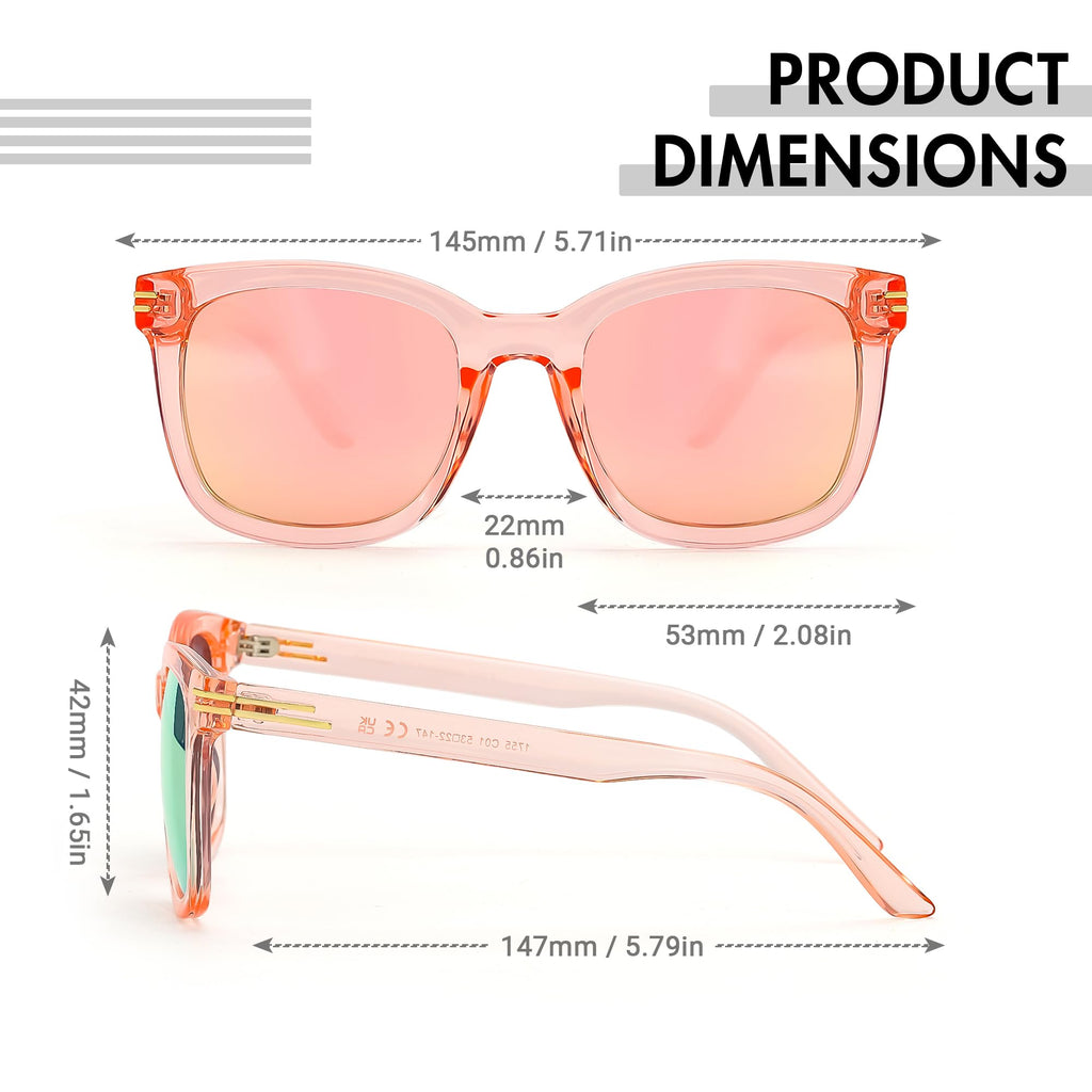 SIPHEW Polarized Sunglasses for Women/Men|Large Frame Sunglasses w UV400 Protection| Oversized Square S Mirrored Shade