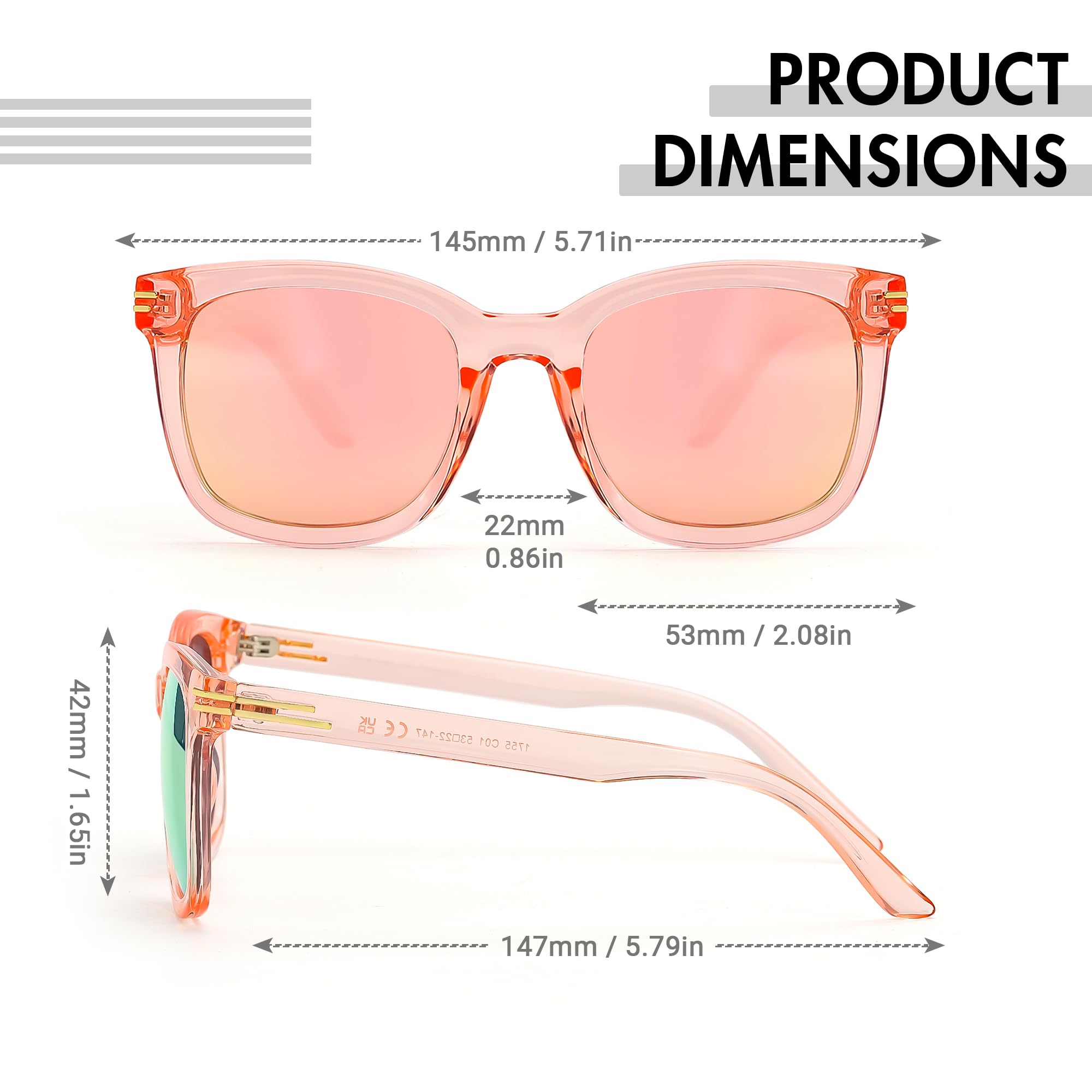 SIPHEW Polarized Sunglasses for Women/Men|Large Frame Sunglasses w UV400 Protection| Oversized Square S Mirrored Shade
