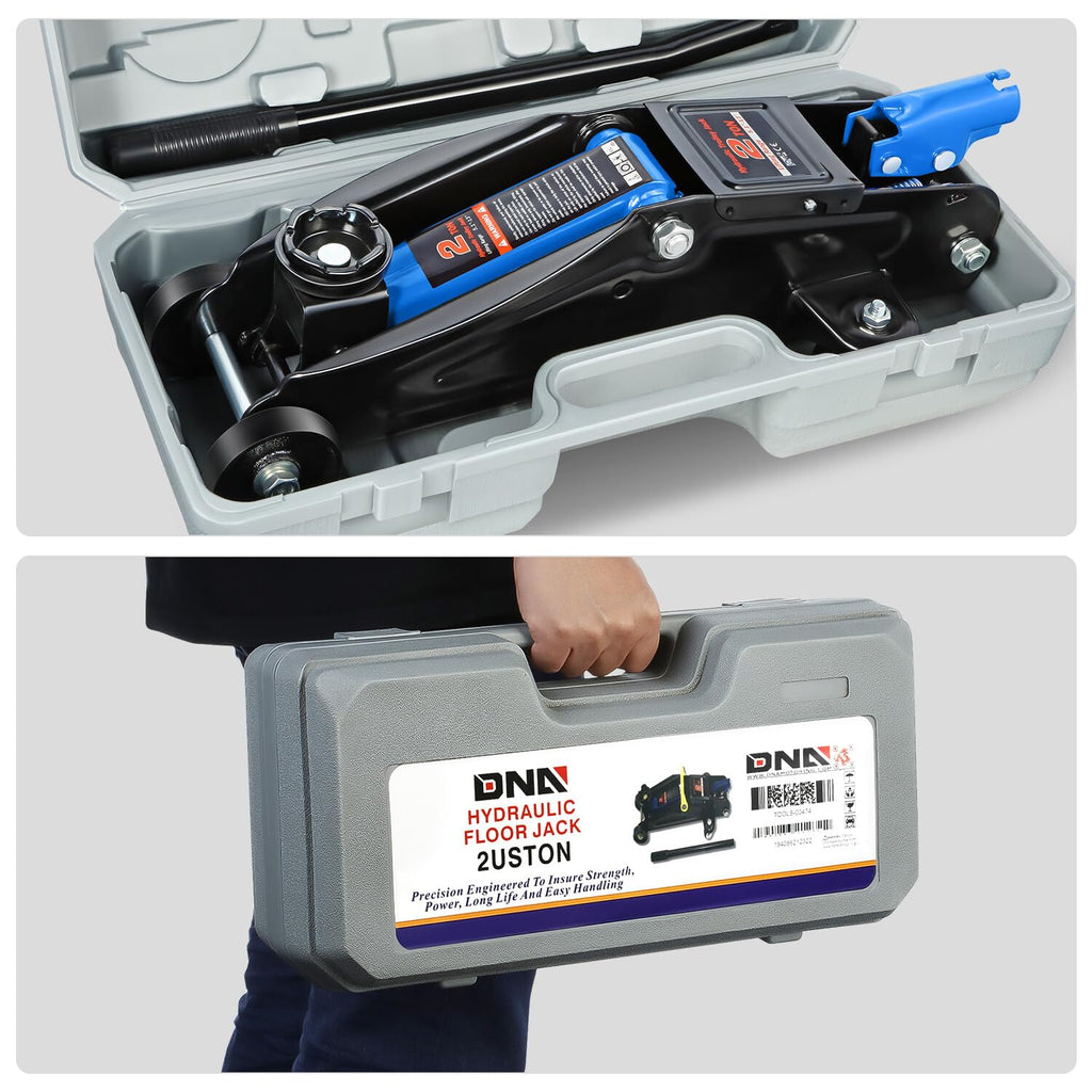 DNA Motoring Low Profile Hydraulic Trolley Service/Floor Jack, 2 Ton (4000 lbs) Capacity, Lifting Range 5.1"-13", Blue, TOOLS-00474