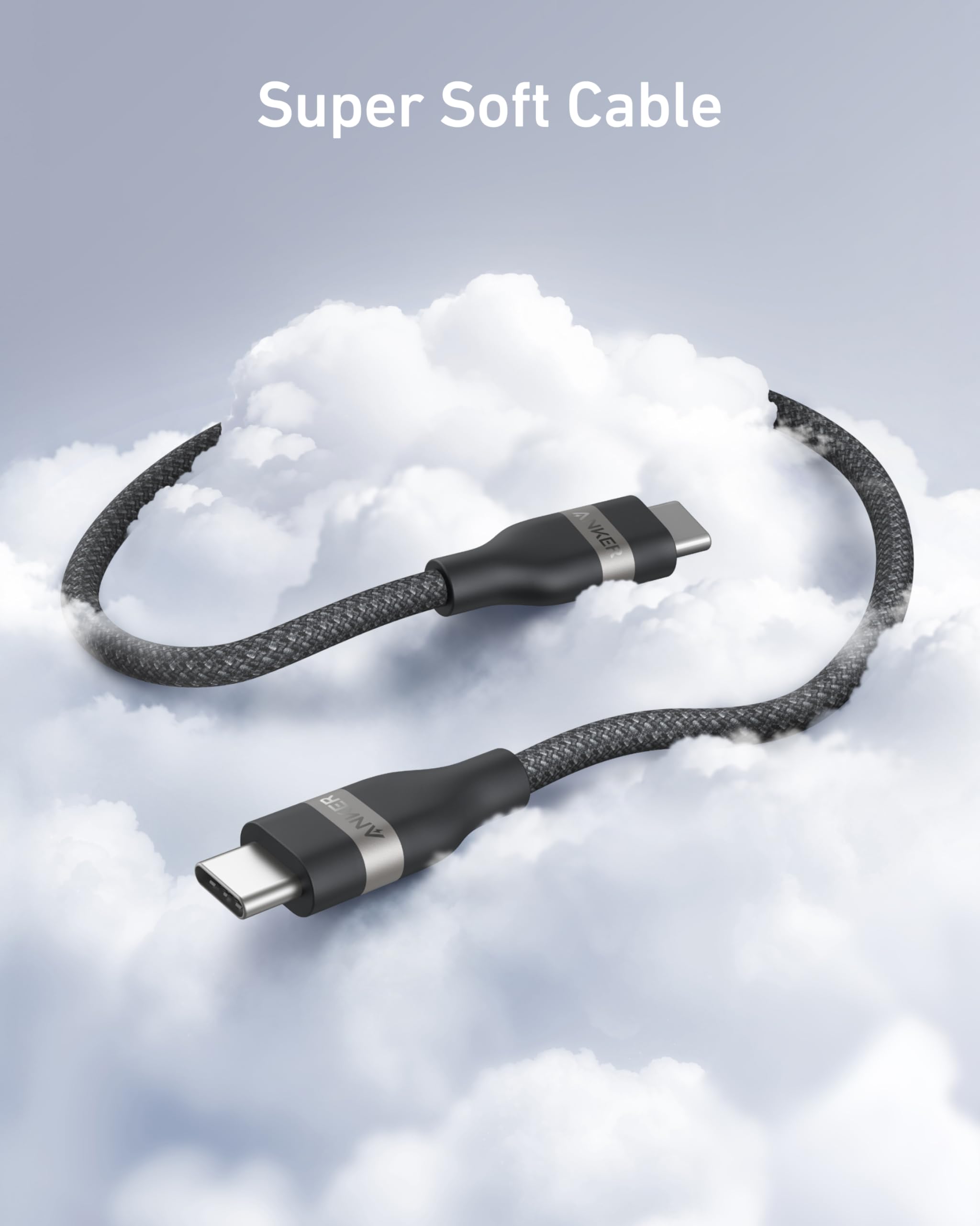 Anker Nano USB C Cable, 240W Flexible Multi-Color Braided Cord, Fast Charging Type C Charger for iPhone 17 Series, MacBook Pro and More (Black, 3ft)