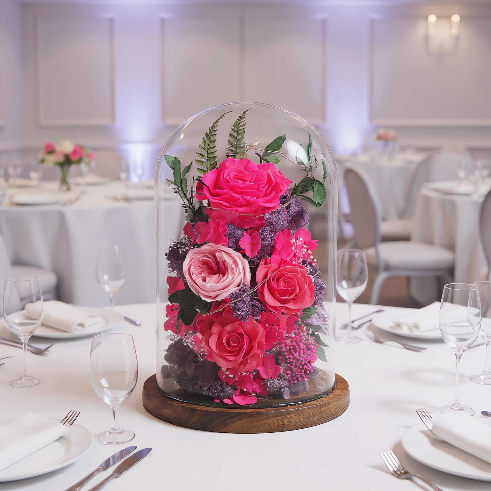 lovenfold Flowers for Delivery Preserved Flowers Rose in Glass Dome,Reddish Rose Forever Flowers Birthday Gifts for Women Mom Grandma Friend Gifts for Her,Home Decor