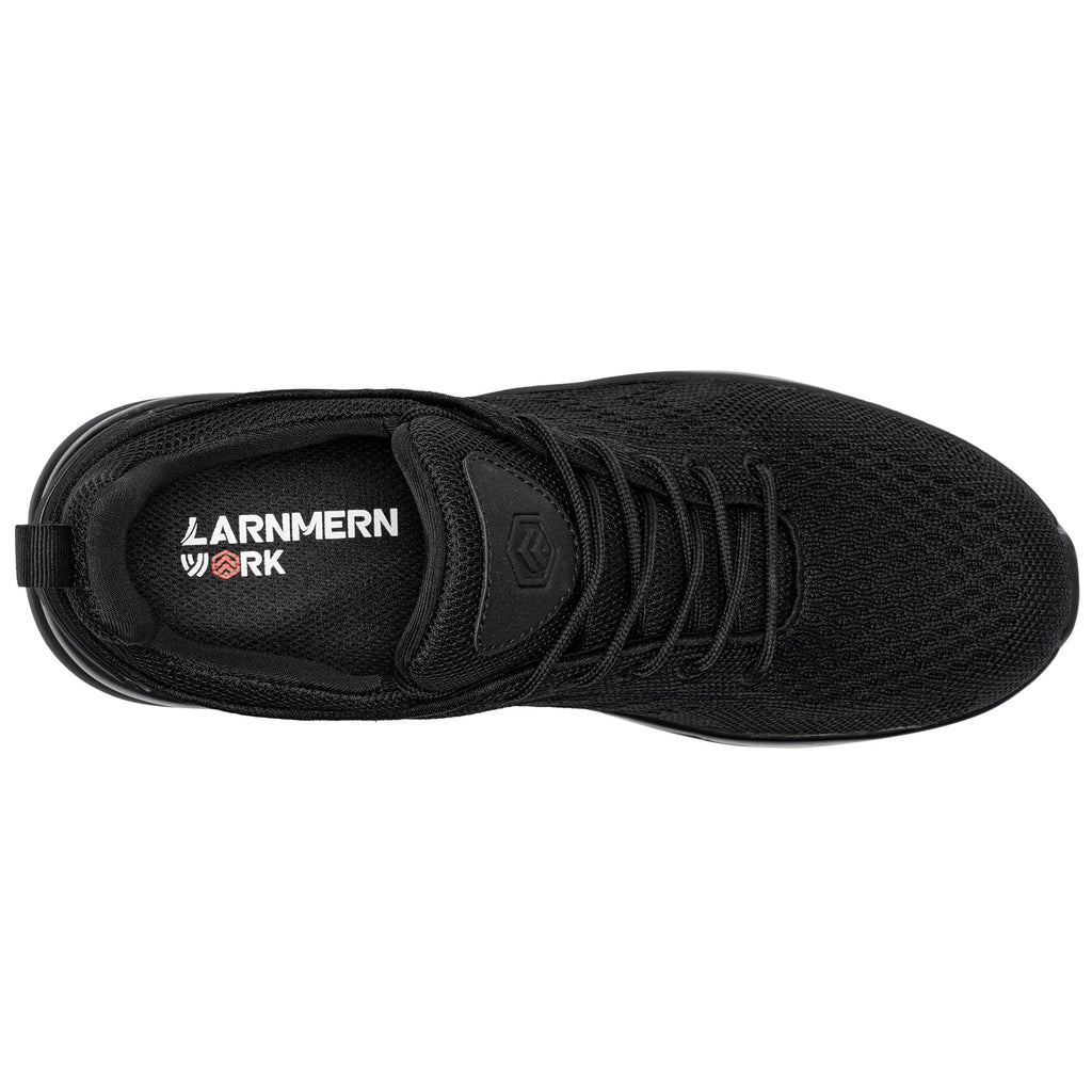 LARNMERN Men Non Slip Work Sneakers Water Resistant Food Service Zapatos Trabajo Antideslizantes Walking Shoes Waterproof Shoes Slip-on, Black 10.5 Wide