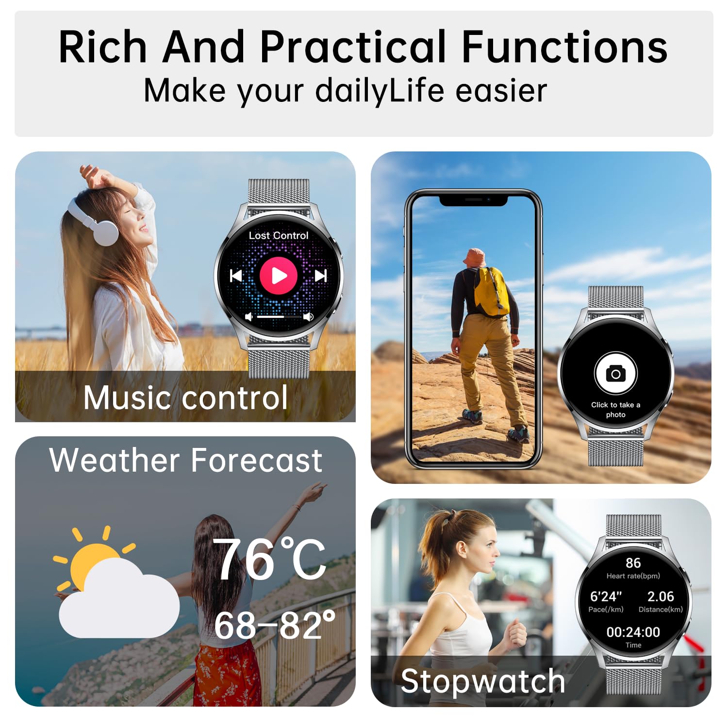 Smart Watch for Men Women Fitness: Waterproof Make/Answer Call Smart Watches for Men Digital Mens Watches Running Step Tracker Smartwatch Android Phones iPhone Samsung Compatible Heart Rate Monitor