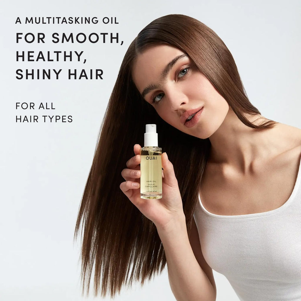 OUAI Hair Oil - Hair Heat Protectant Oil for Frizz Control - Adds Shine and Smooths Split Ends - Color Safe Formula - Paraben, Phthalate and Sulfate Free (1.5 fl oz)