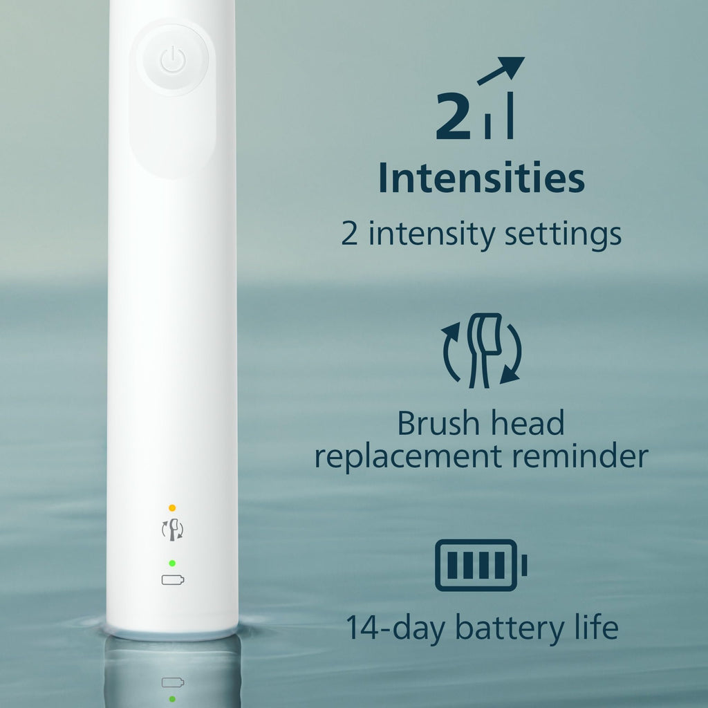 Philips Sonicare 4100 Series Electric Toothbrush - Sonic Toothbrush with Advanced Sonic Technology, Pressure Sensor, Two Intensity Settings, Smartimer & Quadpacer, White, Model HX3681/23