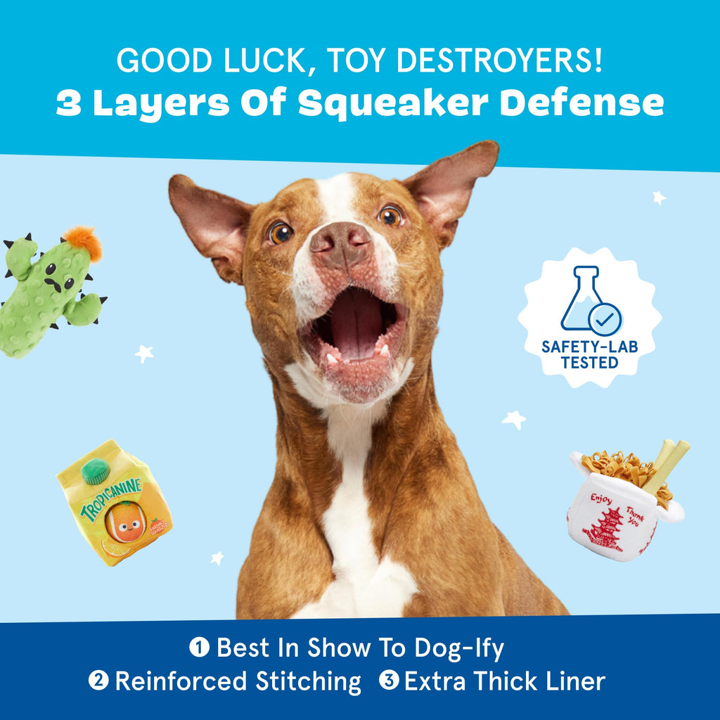Barkbox Sheila Sugar Glidah Plush Toy for X-Small Dogs – 2-in-1 Squeaky & Crazy Crinkle Fun – Perfect for Fetch, Tug, and Interactive Playtime