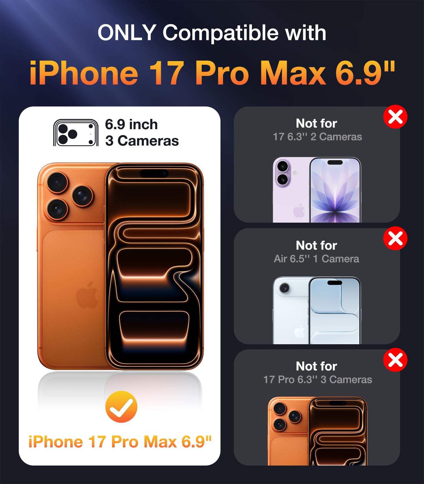 Diaclara Magnetic Designed for iPhone 17 Pro Max Case Full Body Bumper,[Compatible with MagSafe] Military Drop Proof Cover with Built-in Touch Sensitive Anti-Scratch Screen Protector,Orange