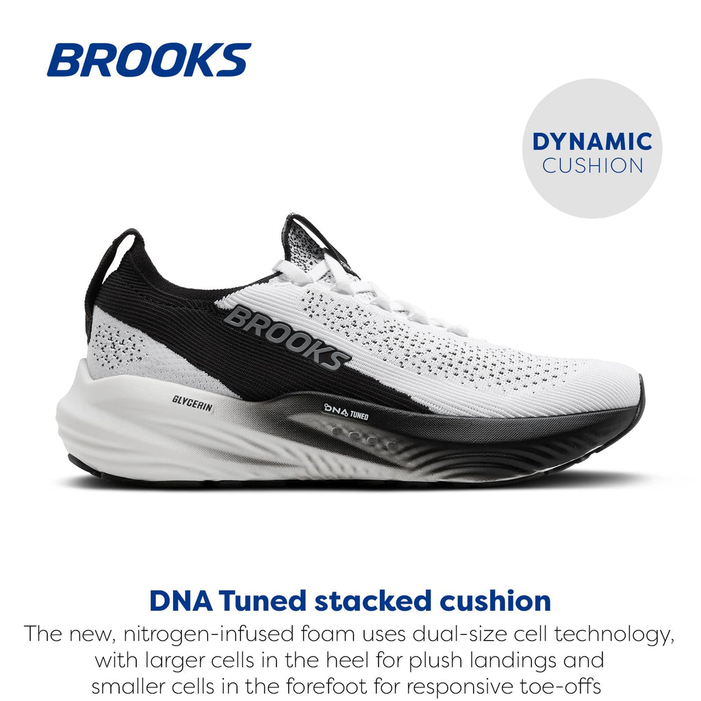 Brooks Men’s Glycerin Stealthfit 22 Neutral Running Shoe - White/Grey/Black - 11 Medium