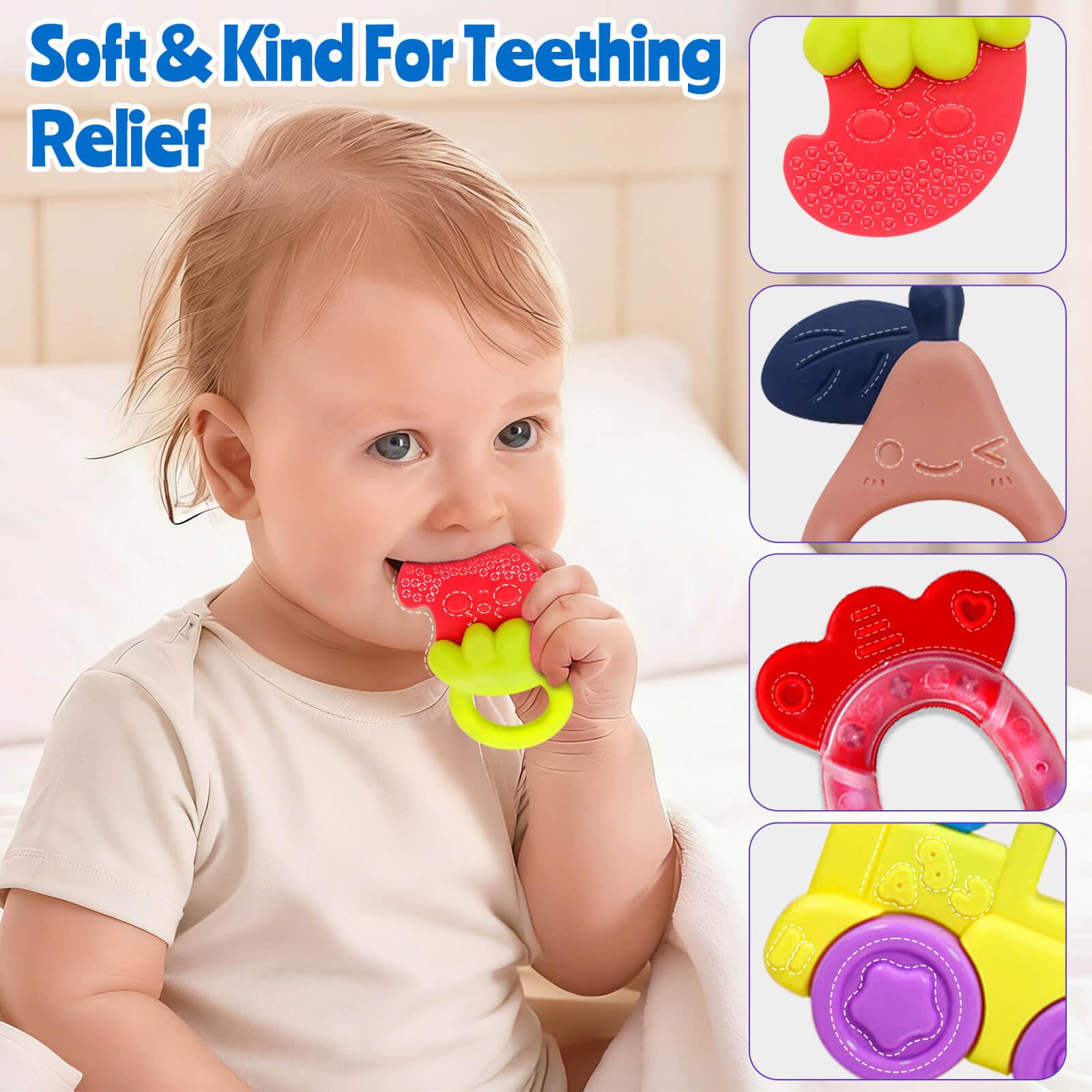 Baby Toys 0-6 Months - Baby Rattles Teething Toys 3-6 Month Infant Toys 6-12 Months Teether Toy 3 4 5 6 Month Old Newborn Essentials Must Haves Wrist Socks Christmas Gifts Valentines Gifts for Kids