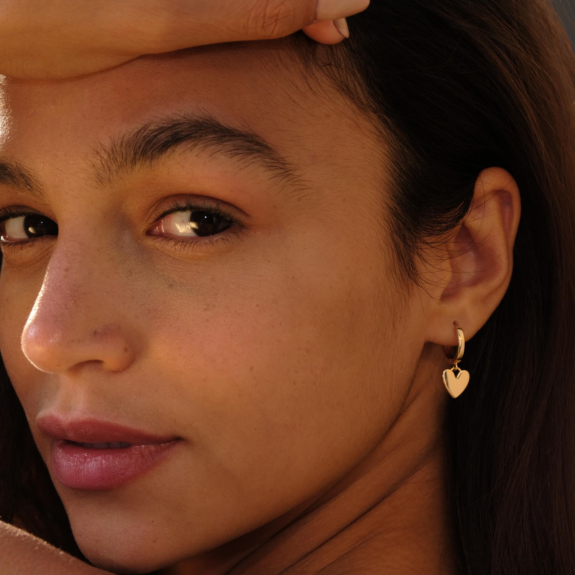 VACRONA Gold Heart Hoop Earrings Huggie Earrings for Women 14k Gold Plated Small Hoops Earrings