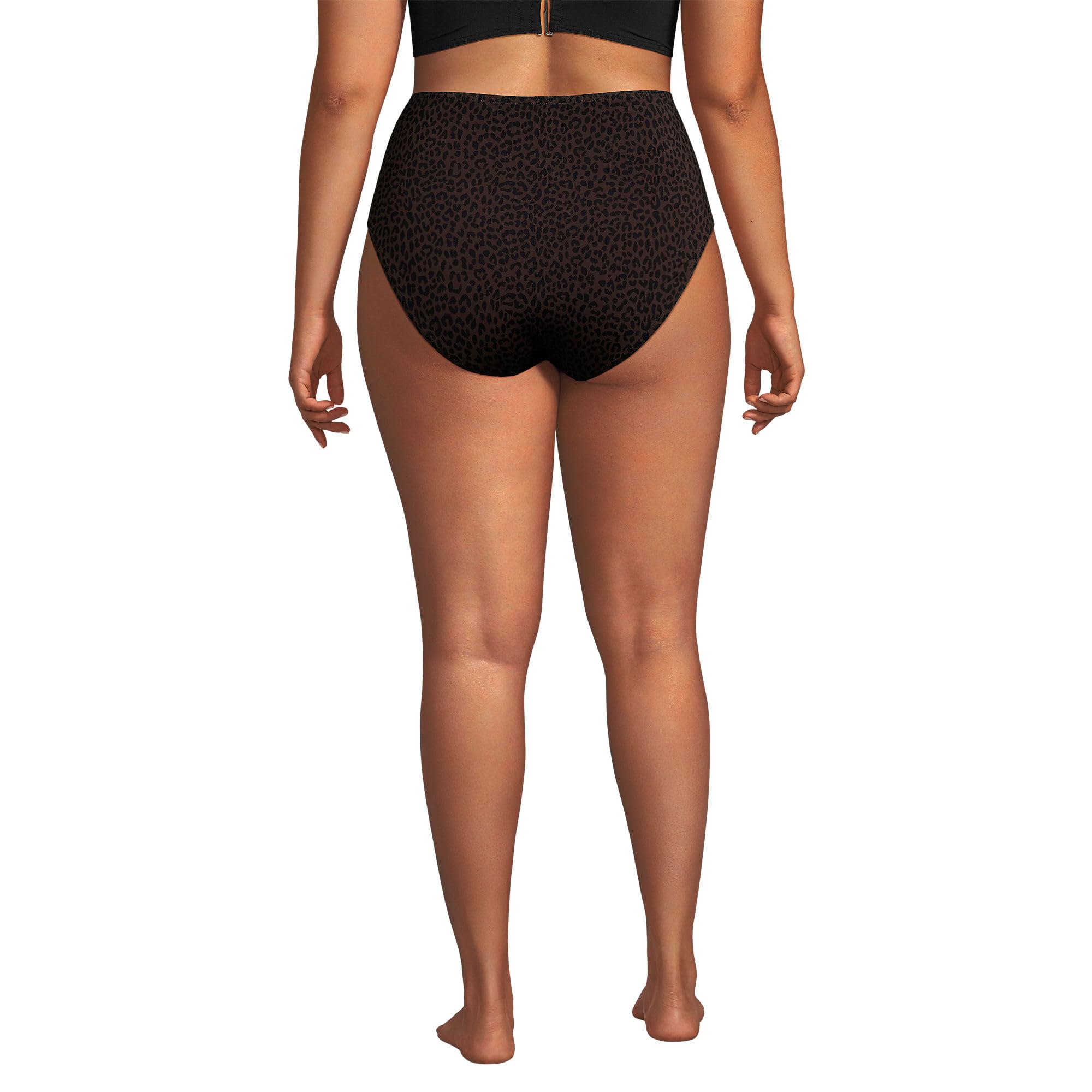 Lands' End Women's Cheeky High Waisted Bikini Bottoms 2 Brown Leopard