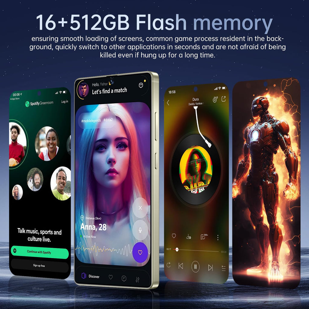 BDWJW I25 Ultra Smartphone 16GB+512GB Android 14 Smartphone, 6.99" FHD+ Display, 7000mAh Battery, 108MP+68MP Dual Camera, Built-in Pen Stylus, Fast Performance Large Memory (White)