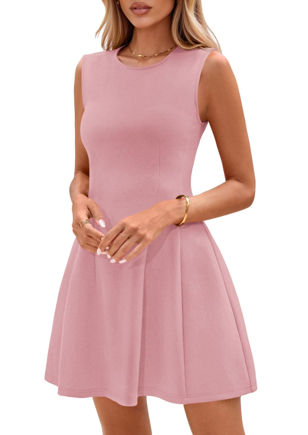 PRETTYGARDEN Summer Dresses for Women 2026 Elegant Classy Spring A Line Business Casual Work Graduation Cocktail Short Dress (Dusty Pink,XX-Large)
