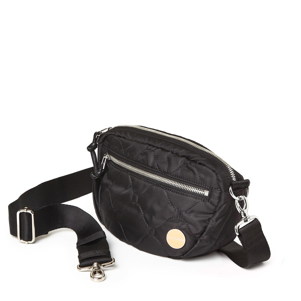 shortyLOVE Small Cruiser Wave Quilted Crossbody Bag - Womens Compact Travel Essential Sling-Purse with 55" adjustable strap