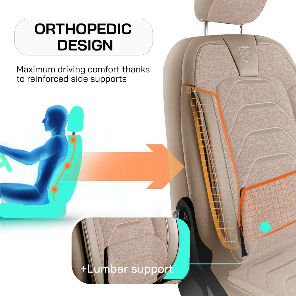 GIOVANNI BUTTI Premium Car Seat Covers Front Seat - Linen Car Seat Cover for SUV, Cars, Most Pickups, Beige, Car Seat Protector, Car Seat Covers Front Seats, Car Seat Protector