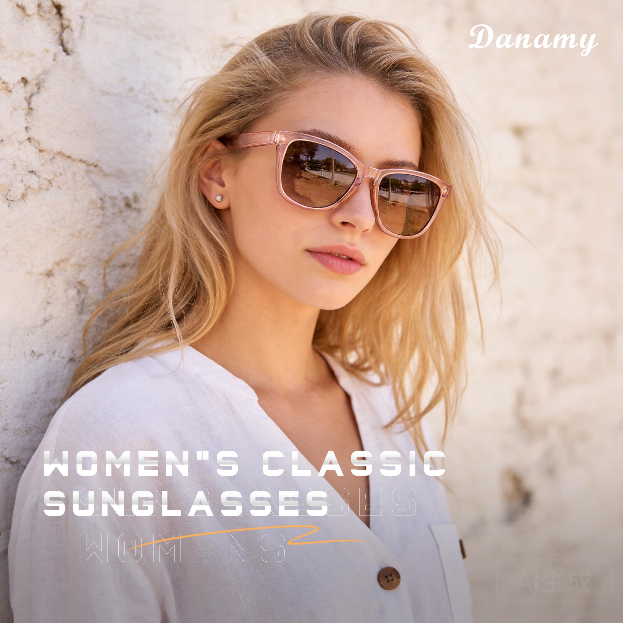 DANAMY Sunglasses Womens Polarized Sunglasses for Women Trendy Designer Mirrored UV Protection Sun Glasses
