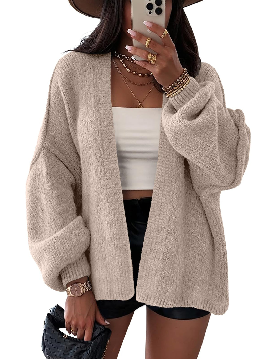 LILLUSORY Chunky Cardigan Sweaters for Women Oversized Long Trendy Early Fall Outfits Fashion Cozy 2025 Winter Clothing Grey Beige S