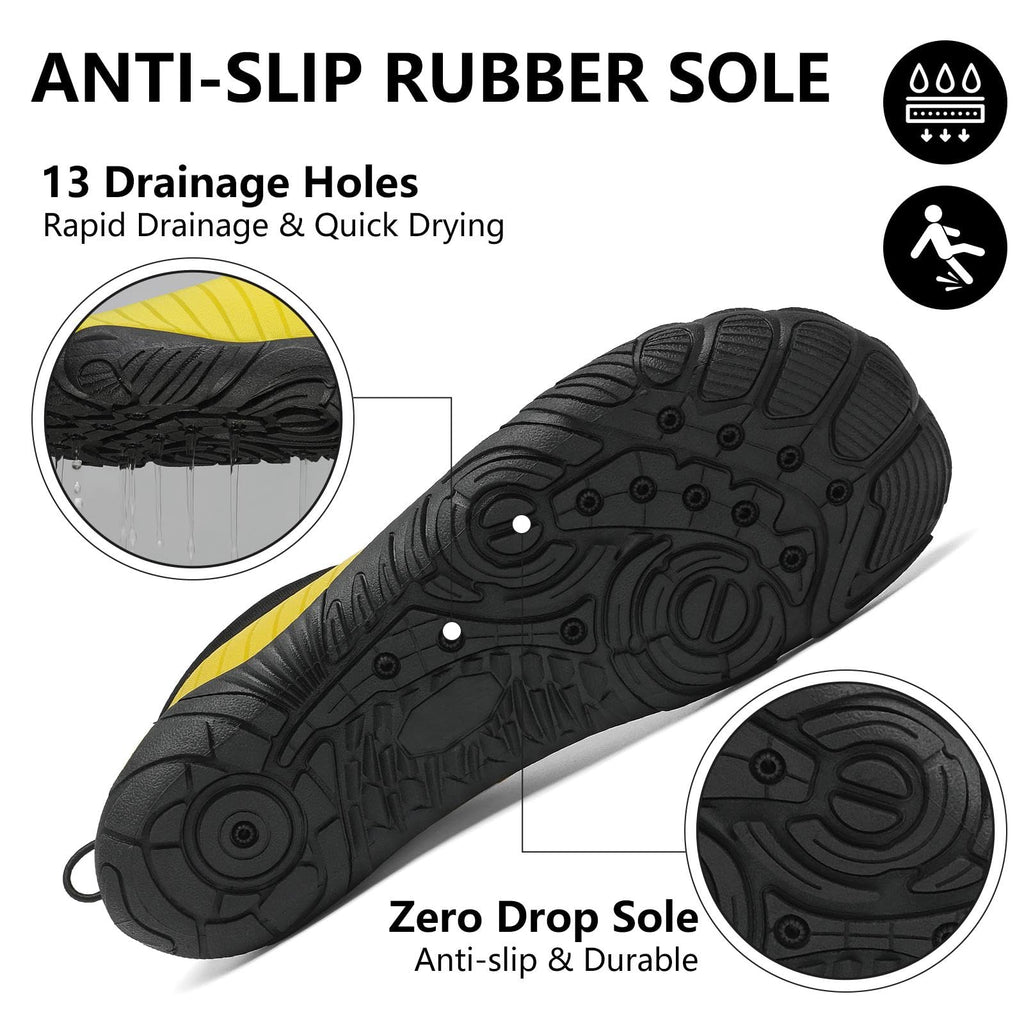 Mishansha Womens Mens Water Shoes Wide Toe Box Swim Beach Barefoot Shoes Quick Dry Non Slip Yellow 7.5 Women/5.5 Men